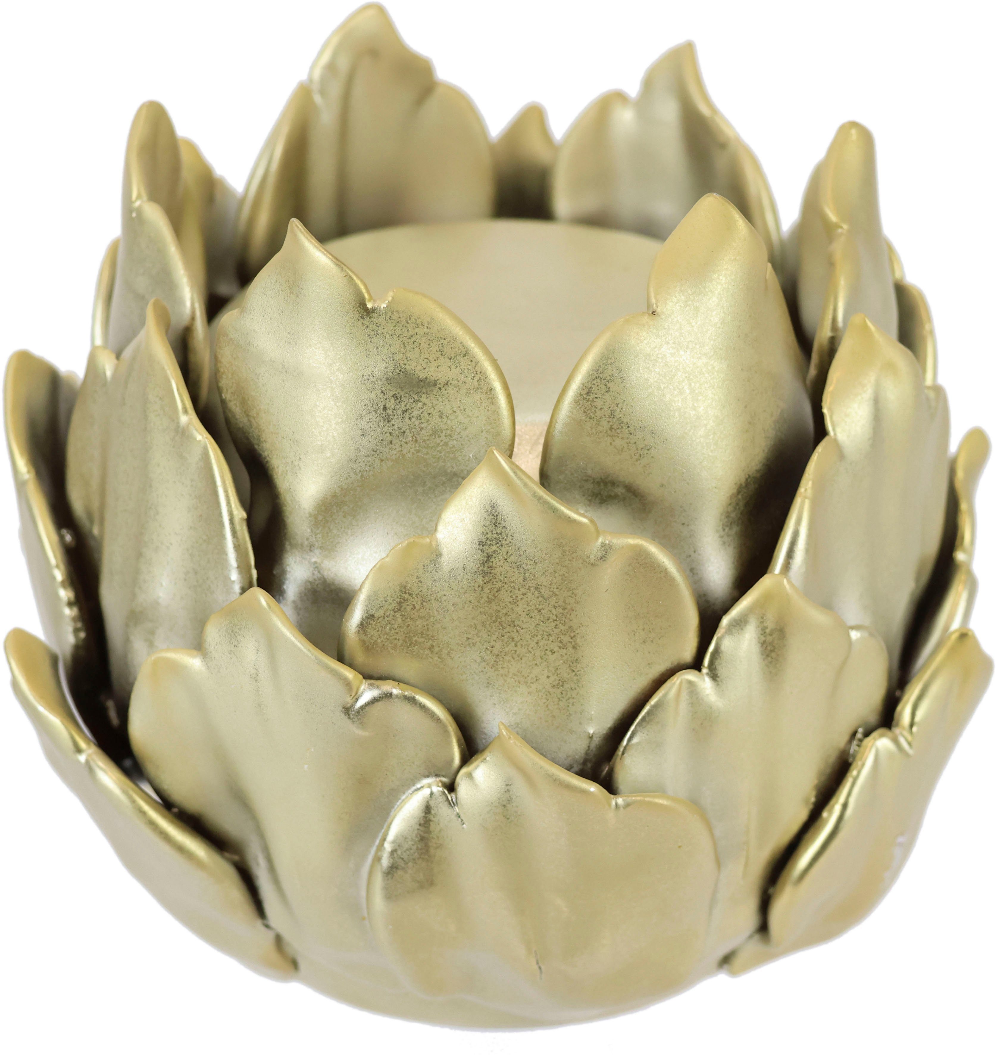 I.GE.A. Торшеры Artischocke, Stumpenkerzenhalter aus Keramik, Höhe ca. 11 cm (1 St), passend für eine Stumpenkerze mit Ø 6 cm