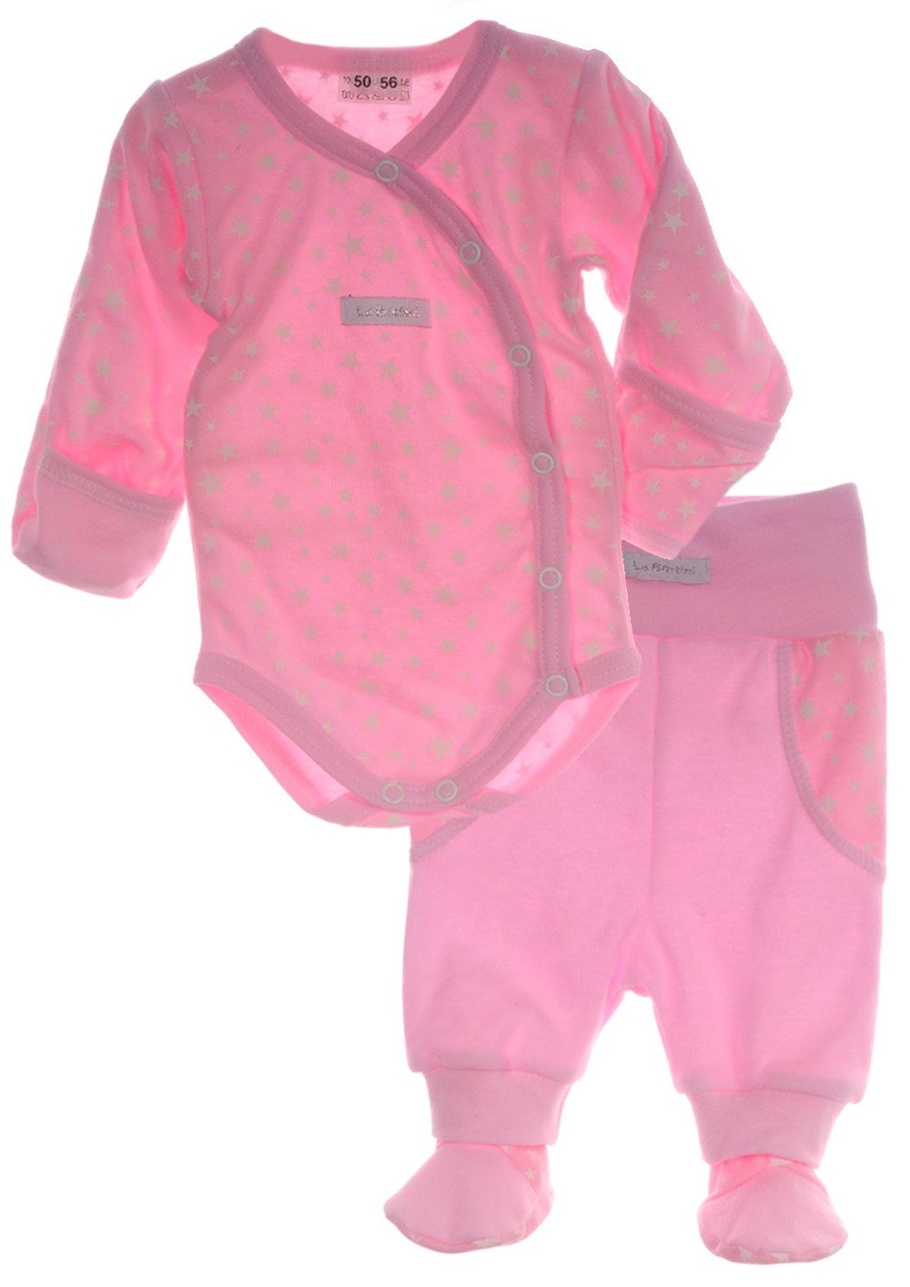 Body & Hose Wickelbody Hose Baby Anzug 2tlg Set Body in Rosa mit Sternchen