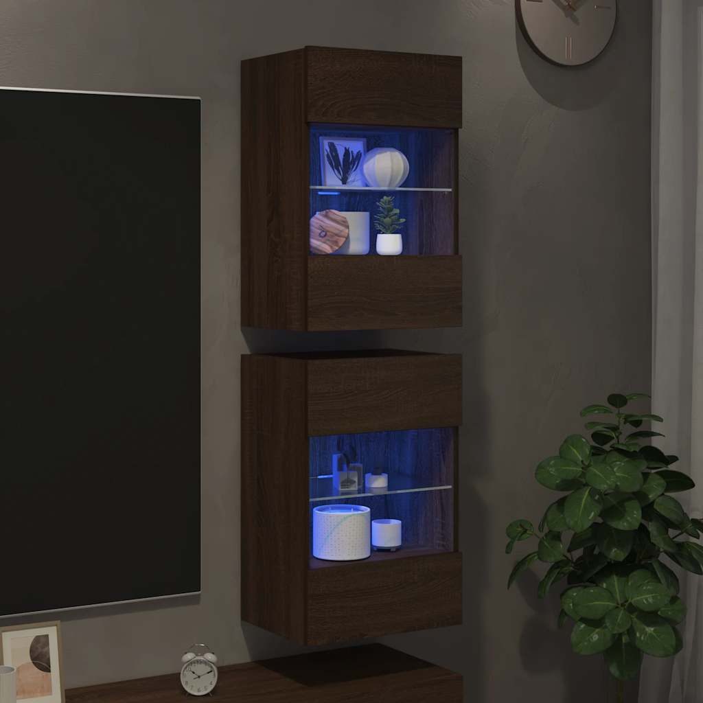 vidaXL TV-Wand TV-Wandschränke mit LED-Leuchten 2 günstig online kaufen