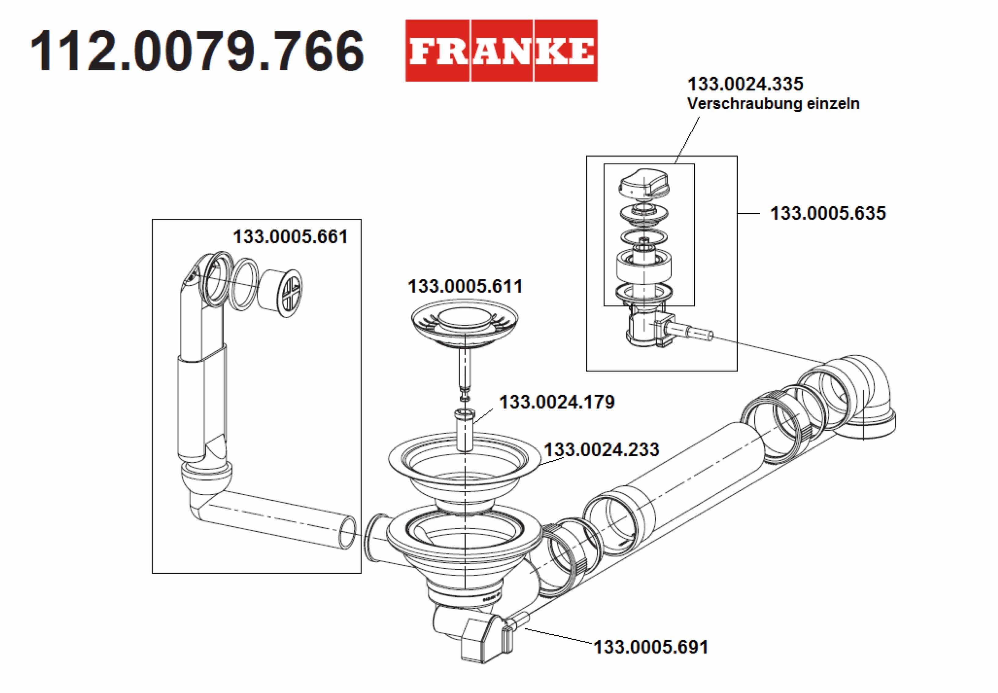mit 3 Überlauf Franke Ablaufgarnitur Einbauspüle Siebkorb/Excenterventil FRANKE 1/2",