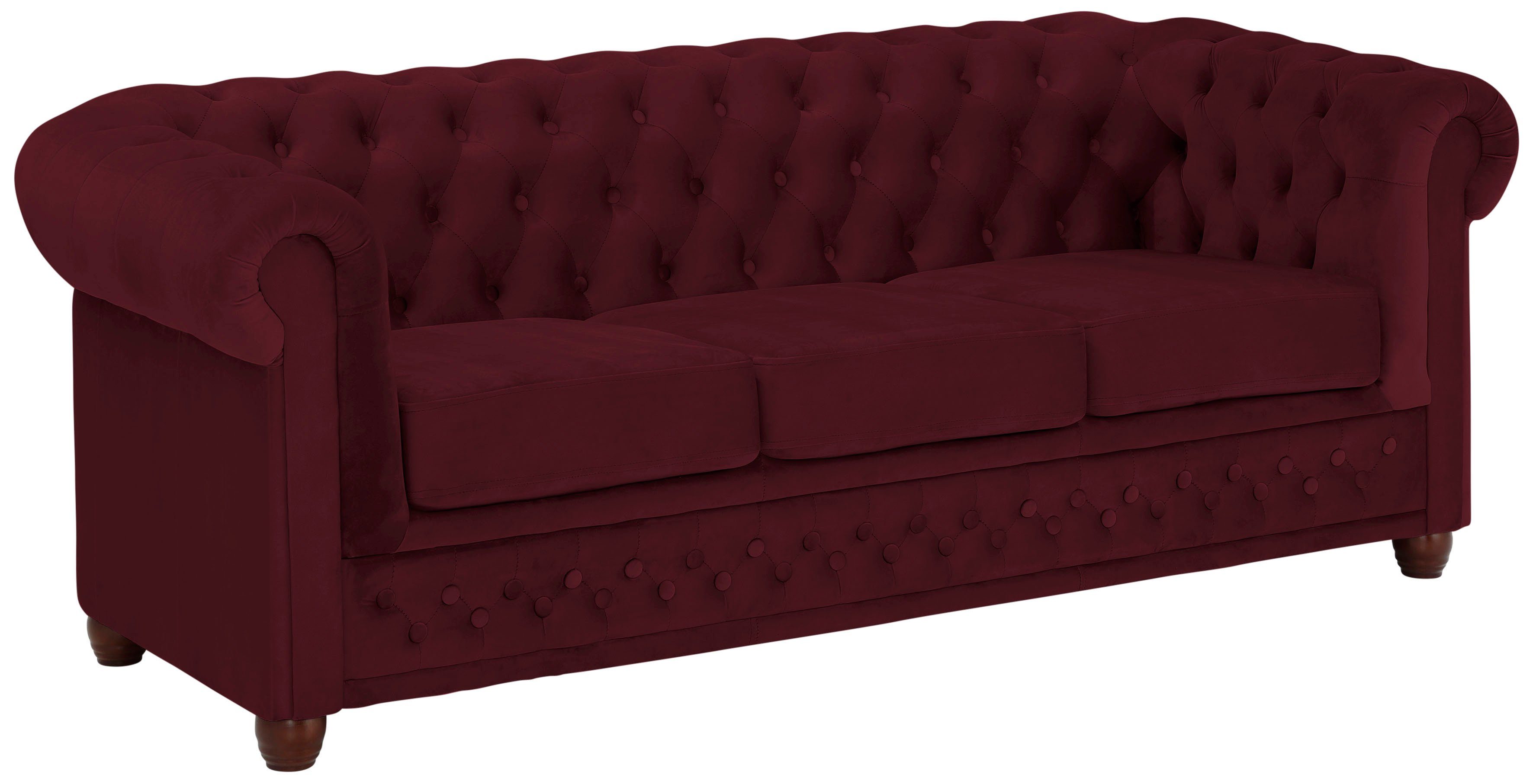 Home affaire Chesterfield-Sofa New Castle, mit hochwertiger Knopfheftung in Chesterfield-Design, B/T/H: 203/86/72