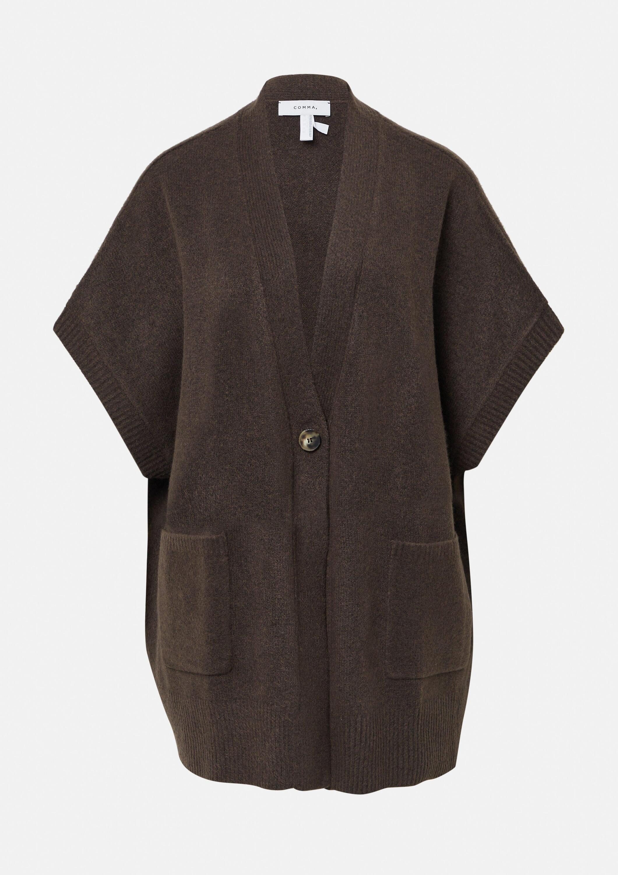 comma Cardigan Indoor-Poncho Poncho-Cape mit Knopfverschluss