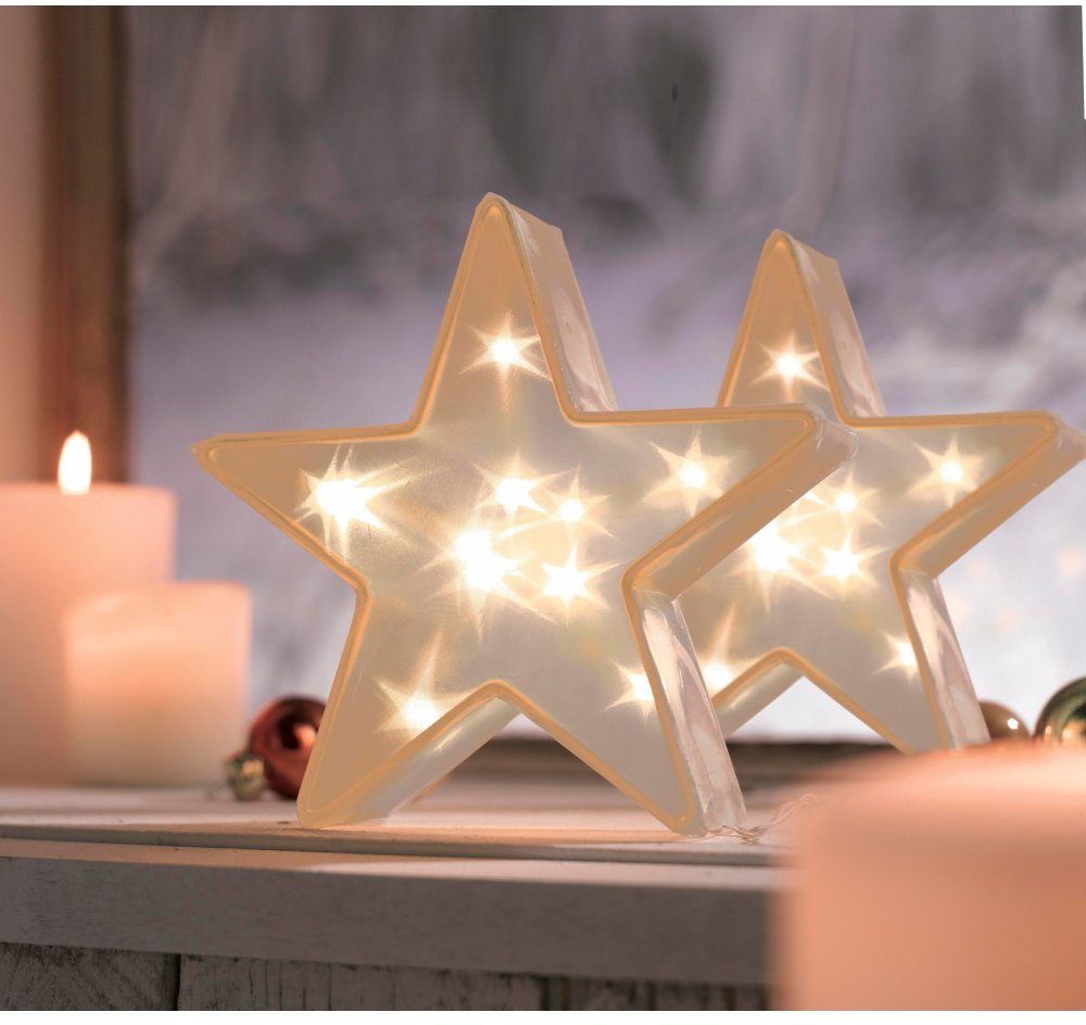 Schneider LED Dekolicht, LED fest integriert, Sterne mit 3D-Effekt, 2er  Set, Weihnachtsdeko | Leuchtfiguren