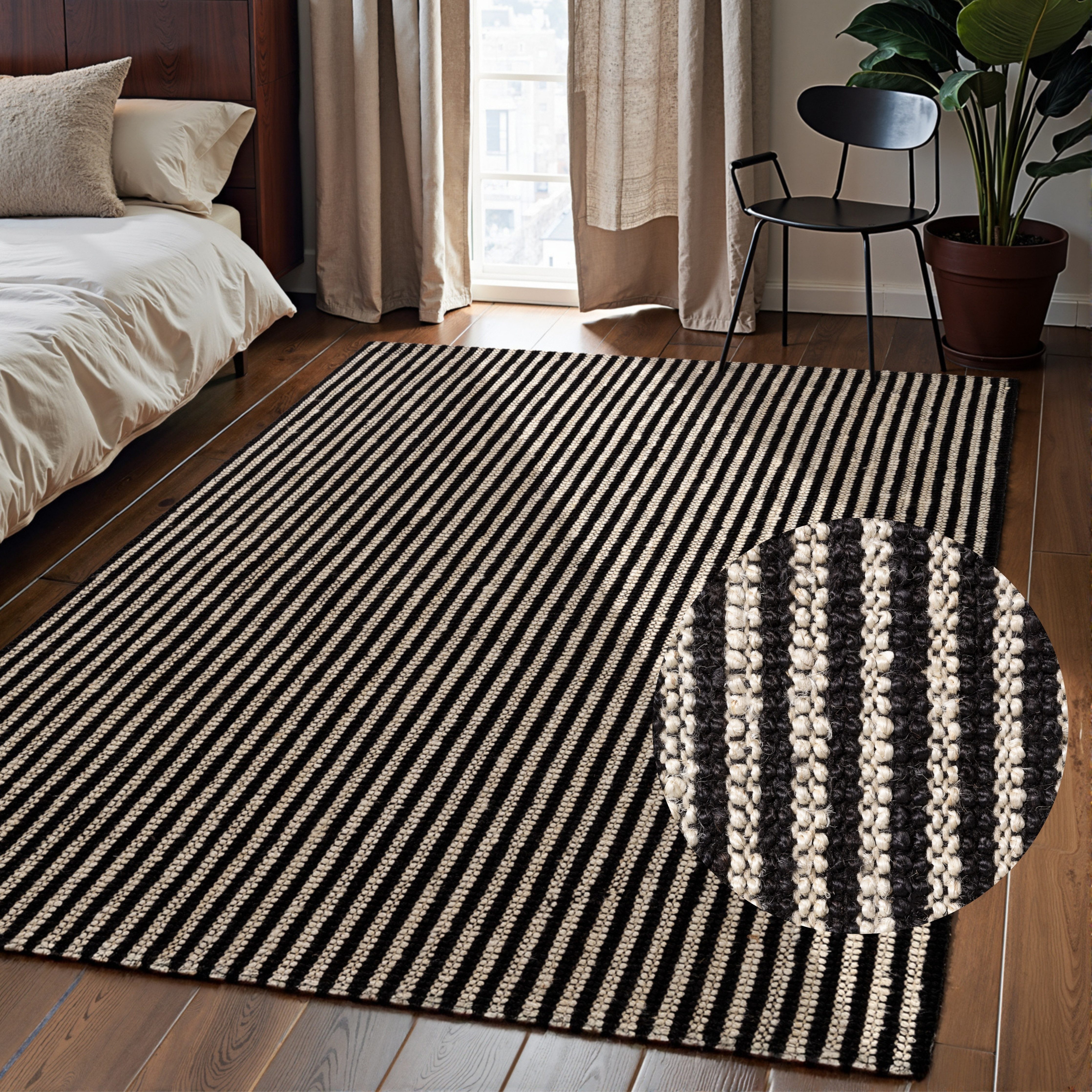 ELLE DECORATION Teppich Juteteppich Ebony, rechteckig, Höhe: 10 mm, Jute, Natur, Wohnzimmer, Esszimmer, Schlafzimmer, Flur, Modern, Boho