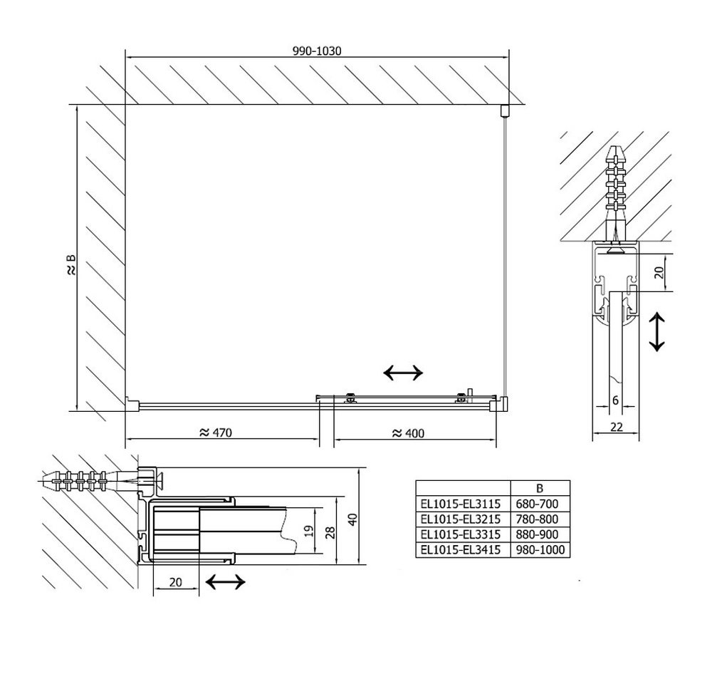 Thumbnail - HAK Eckdusche Easy Line Duschkabine 1000x800mm L/R Variante, BxT: 100x80 cm