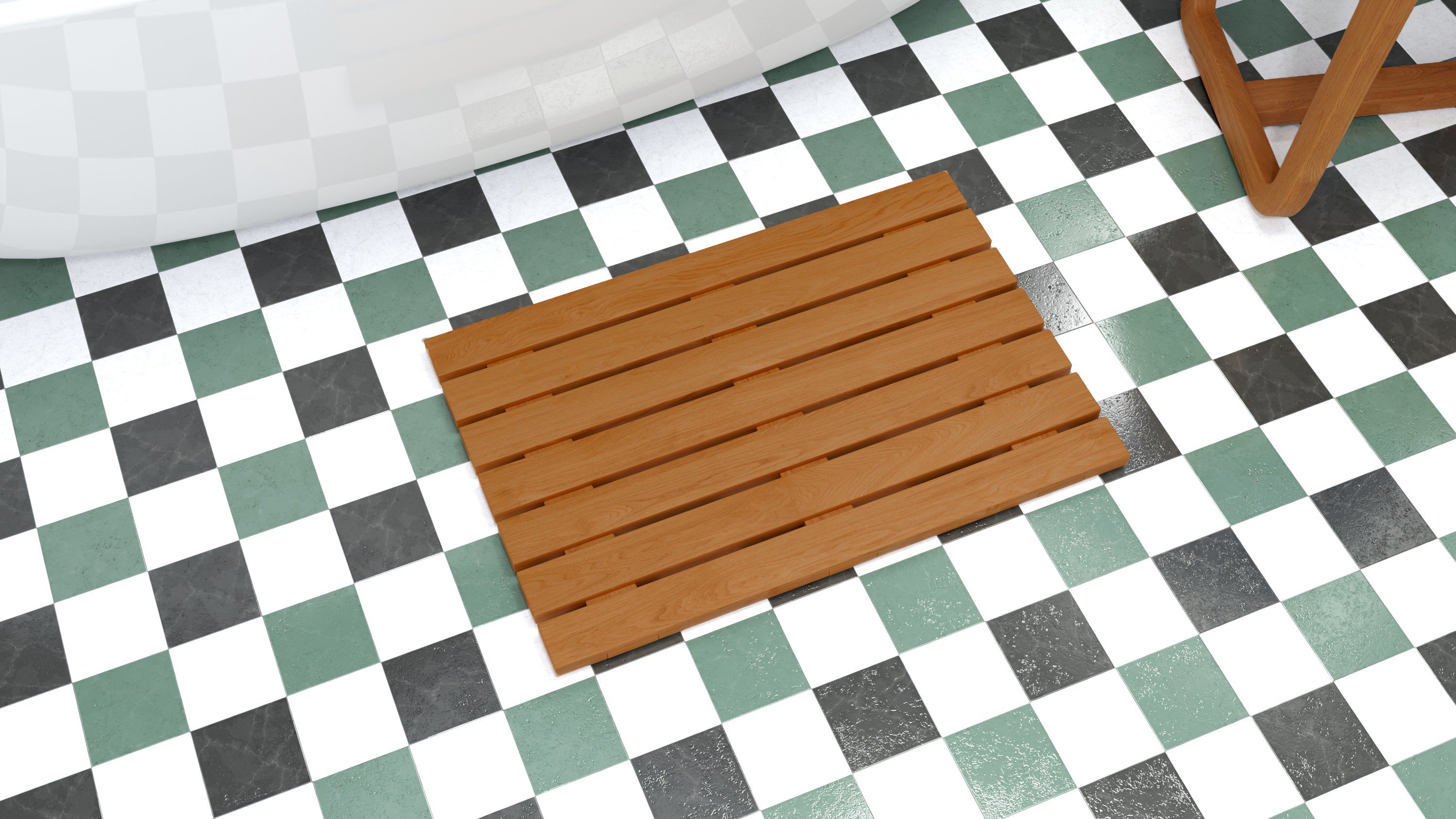 Destiny Badematte SPA & LIVING, rutschfest, Teakholz, rechteckig, 60x40x2 cm