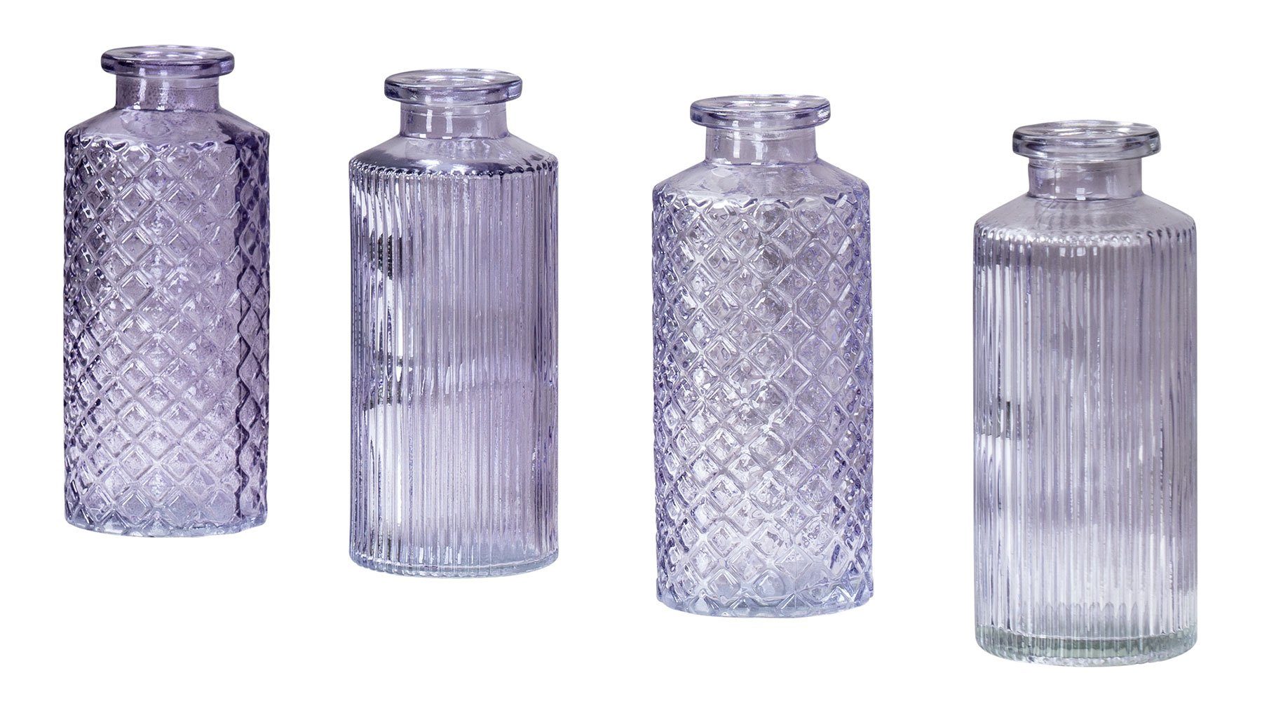 Levandeo® Dekovase, 4er Set Vase Lila H13cm Glas Blumenvase Tischdeko Frühl günstig online kaufen