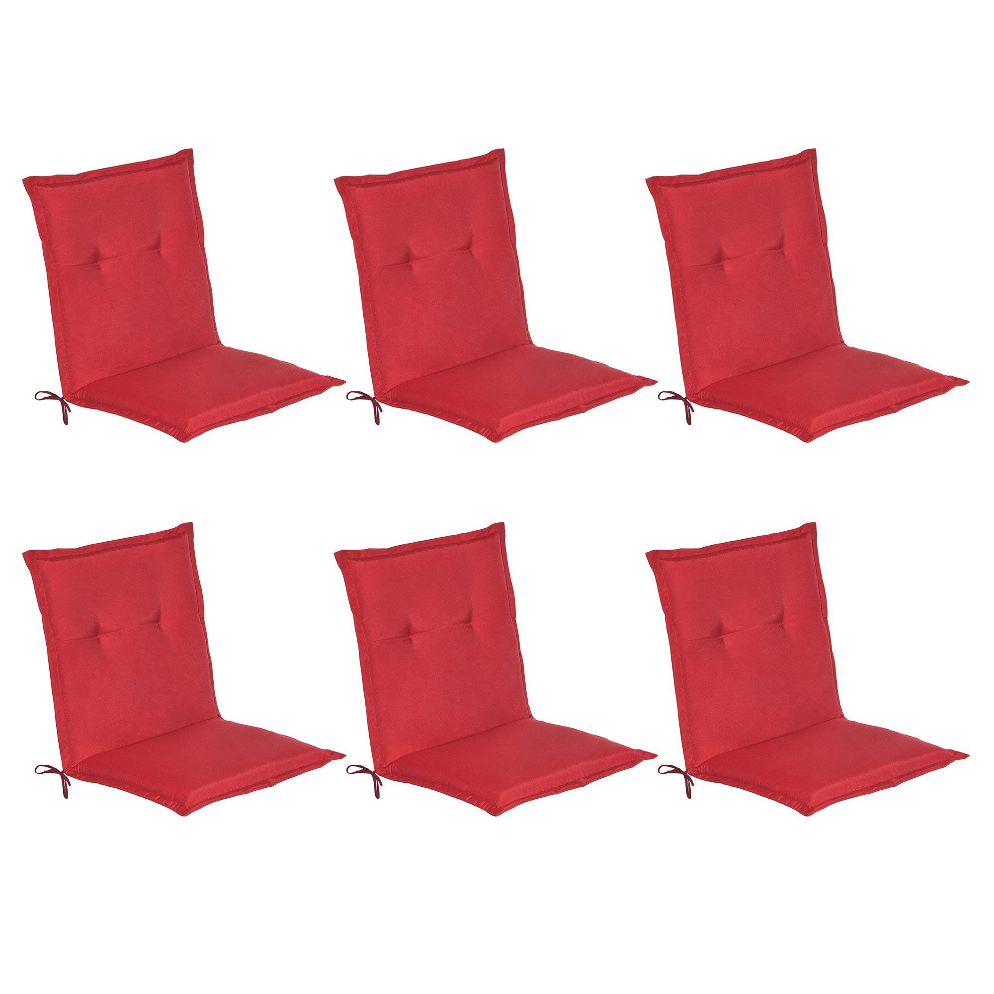 Beautissu Sitzauflage 6er Set Niedriglehner Auflage Gartenstuhl Loft NL, 100x50x6cm, Rot, Sitzkissen Niederlehner Rückenkissen Stuhlkissen Schaumkern Füllung