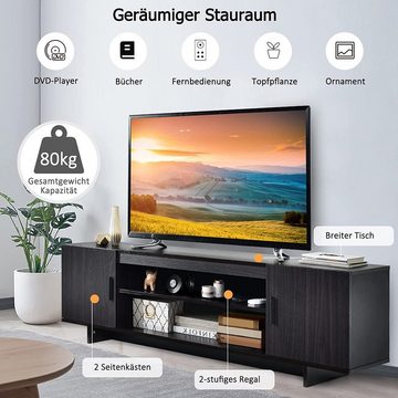 KOMFOTTEU Lowboard TV Schrank für TV 65 Zoll, mit Kabellöchern