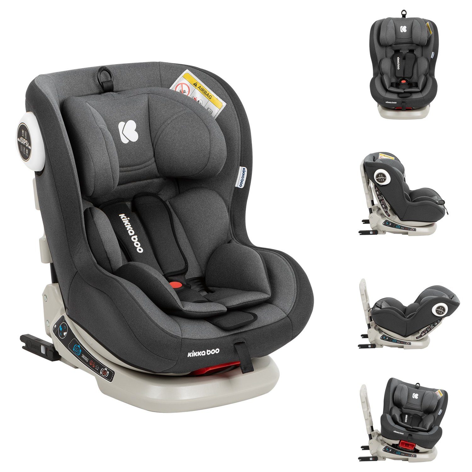 Kindersitz 25 0+/1/2 grau verstellbar, Autokindersitz 25 Gruppe Kikkaboo Twister SPS bis: kg, Isofix, (0 kg), -