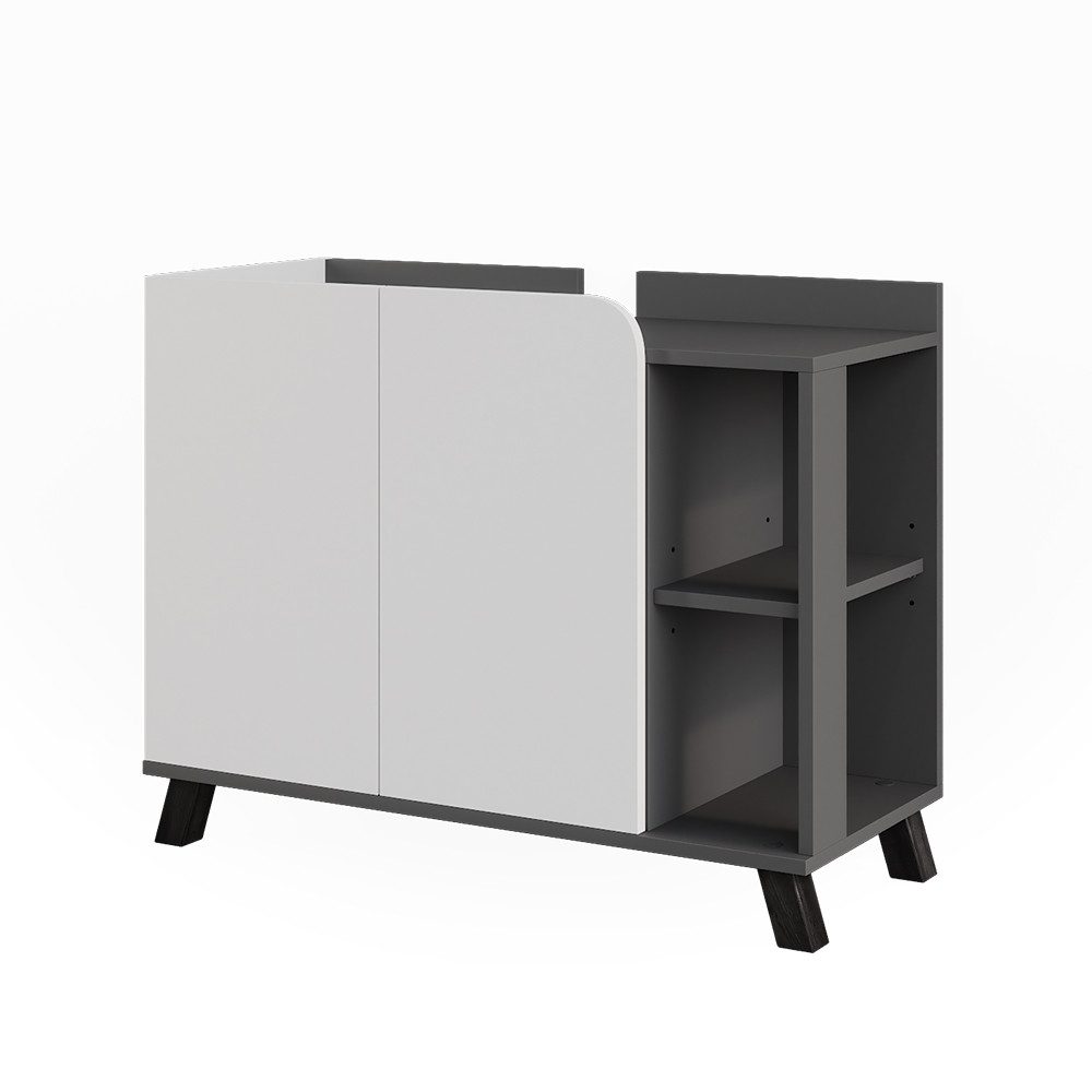 Vicco Waschbeckenunterschrank Karen, Anthrazit/Weiß, 80 x 65 cm mit 2 Türen (1-St)