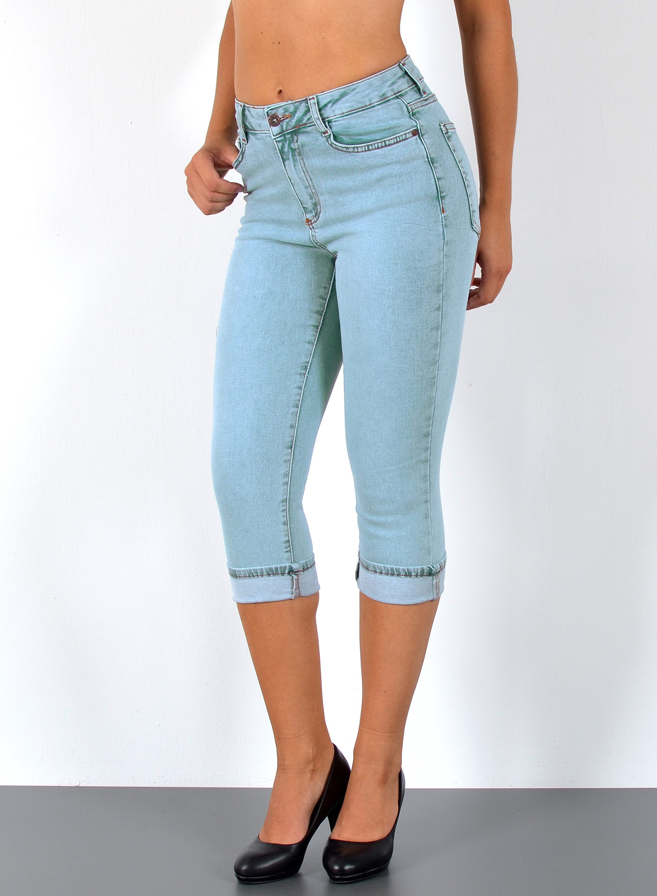 ESRA Caprijeans High Waist Capri Jeans Damen bis Übergröße Plus Size Große günstig online kaufen