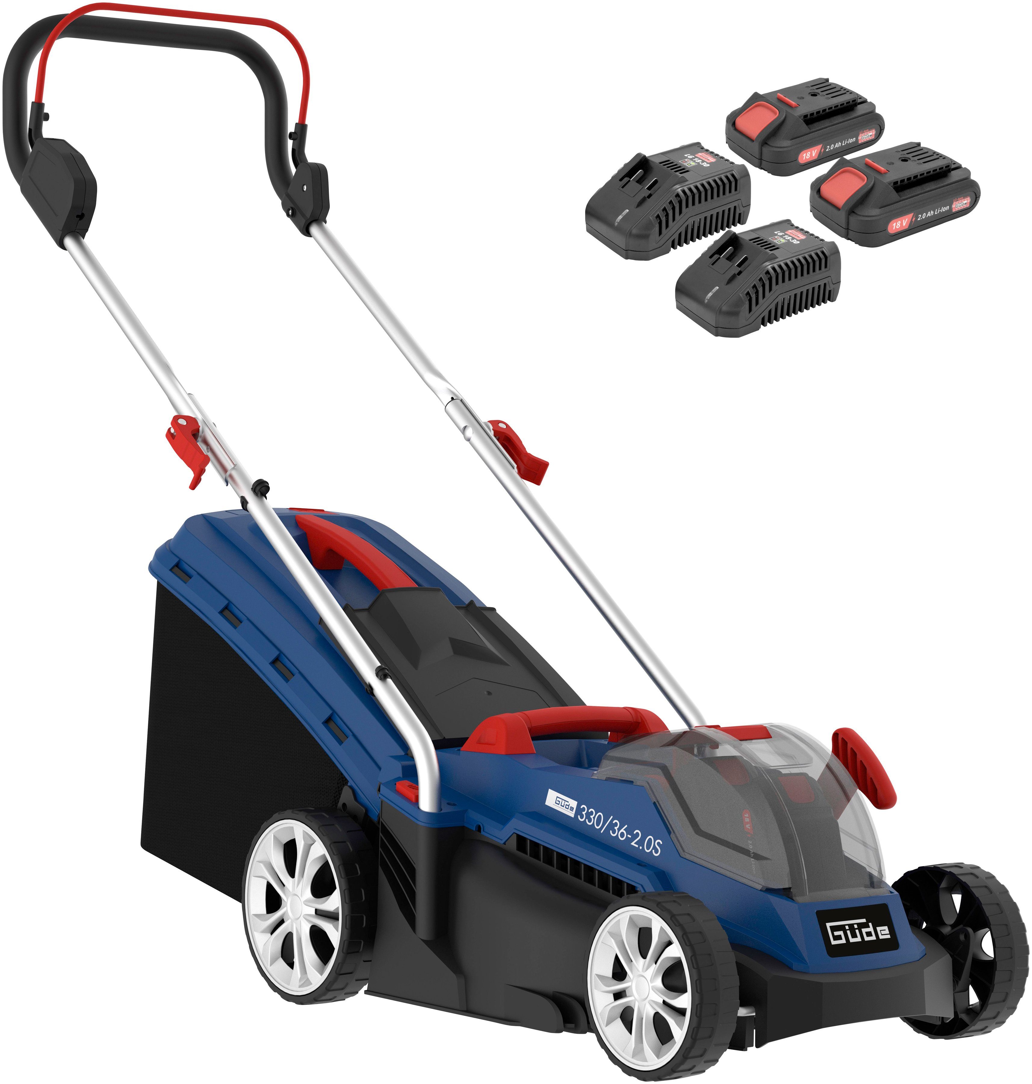 GÜDE AkkuRasenmäher »330/362.0S«, 33 cm Schnittbreite, mit 2 Akkus