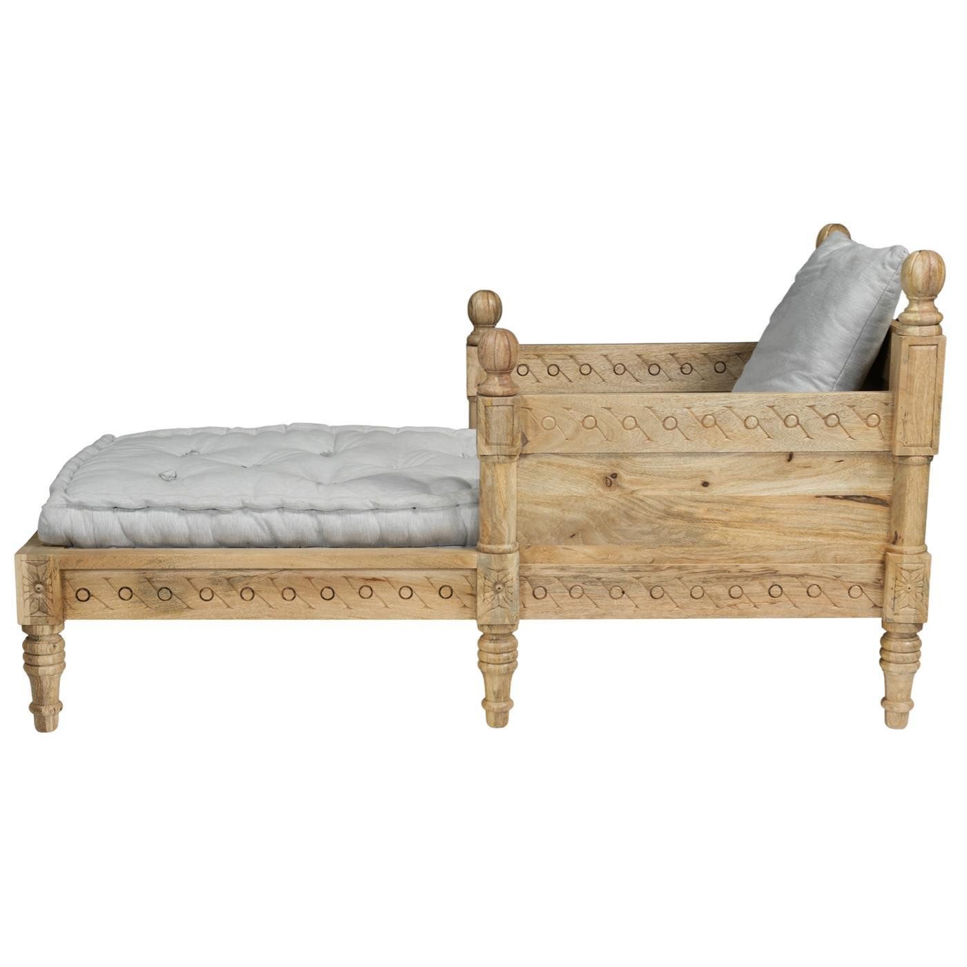 baario Recamiere Recamiere POBRI Sessel, Antik Barock Design Holz & Leinen Chaiselongue