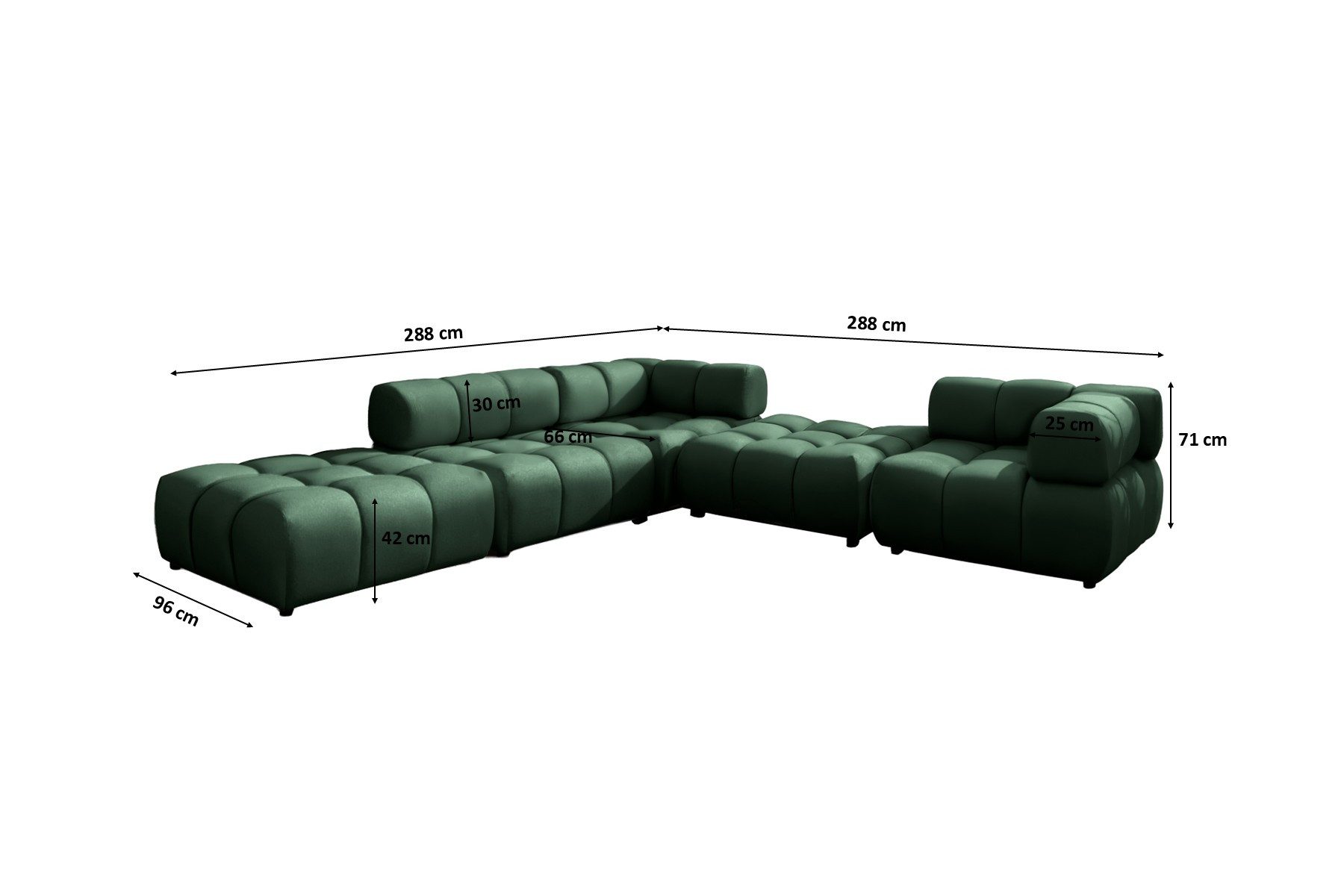 Kaiser Möbel Ecksofa universell modern modular Premium aus Veloursstoff Bluvel,BOLLA Corner, Einzelartikel, luxuriöses Designer-Ecksofa,moderne Bubble-Form