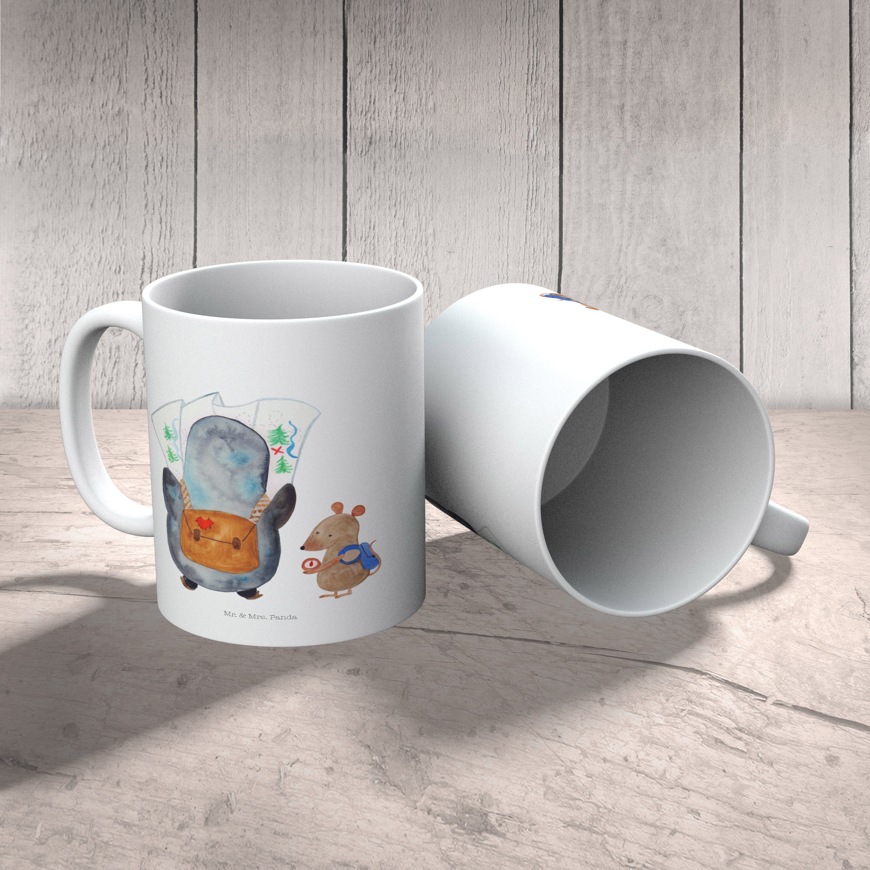 Mr. & Mrs. Panda - - Kinderbecher Kunststoff Kunststoffbecher, Maus Geschenk, Wanderer Pinguin Weiß & Kaffeeta