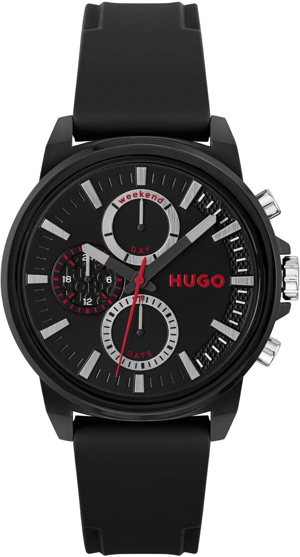 HUGO Multifunktionsuhr #Relax, 1530256, Quarzuhr, Armbanduhr, Herrenuhr, Datum, 12/24-Stunden-Anzeige