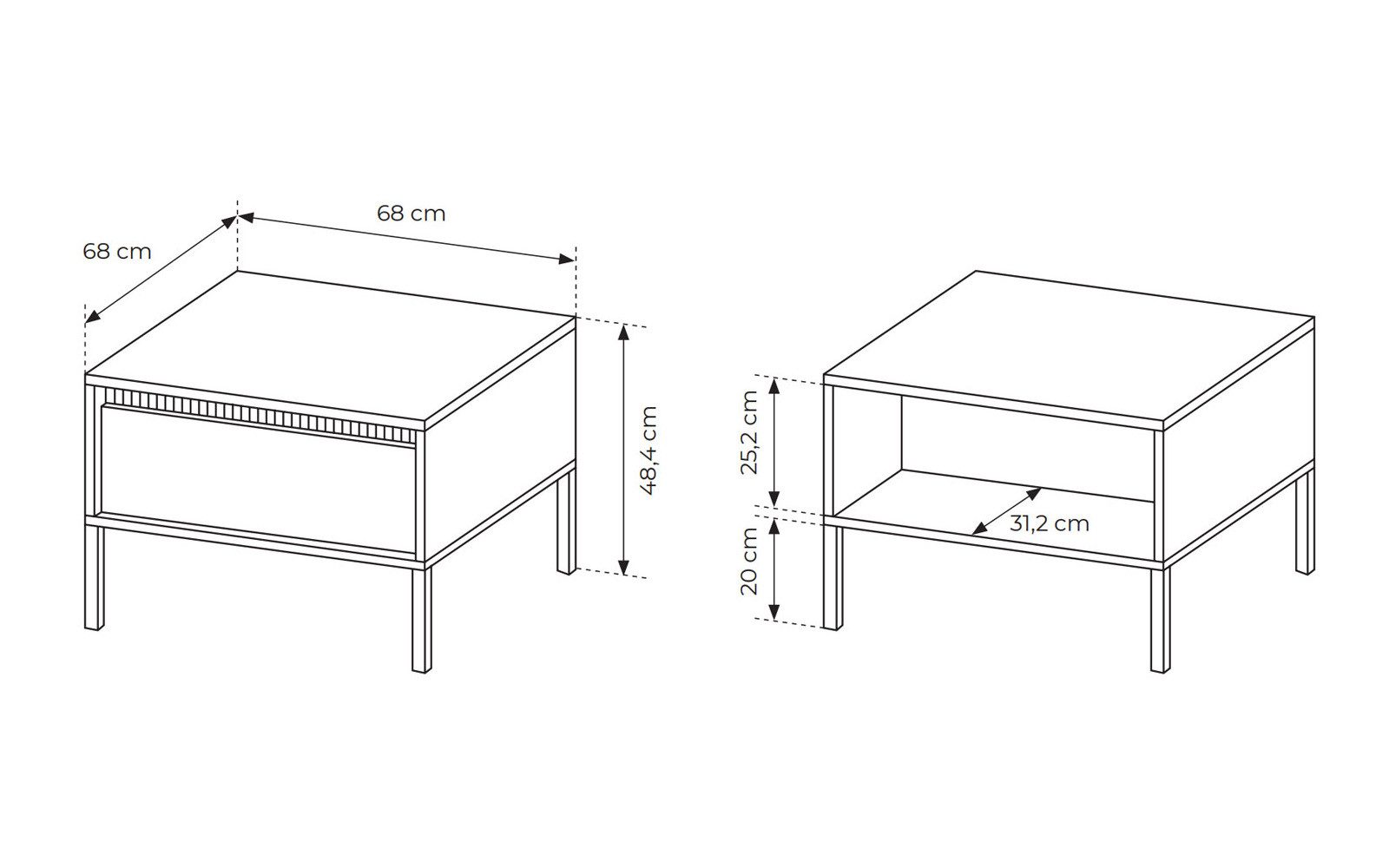 Feldmann-Wohnen Couchtisch Senso (Senso, 1-St., Couchtisch), 154x40x82cm Farbe beige Grifflos