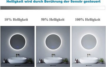 AQUABATOS LED-Lichtspiegel LED Badspiegel Rund Spiegel Badezimmerspiegel mit Beleuchtung 60x60, Anti-Fog, Kaltweiß, Neutralweiß, Warmweiß, Touch, Memory-Funktion