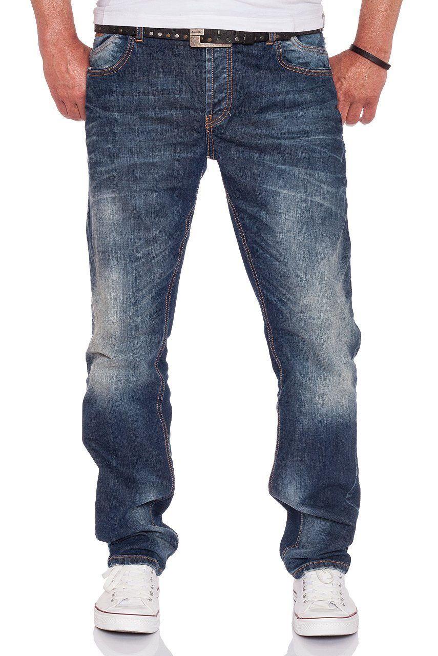 Cipo & Baxx Straight-Jeans dark blue stonewashed