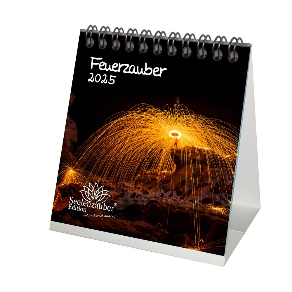 Seelenzauber Tischkalender Feuerzauber Kalender für 2025 Format 10cm x 10cm Feuerwerk Feuer
