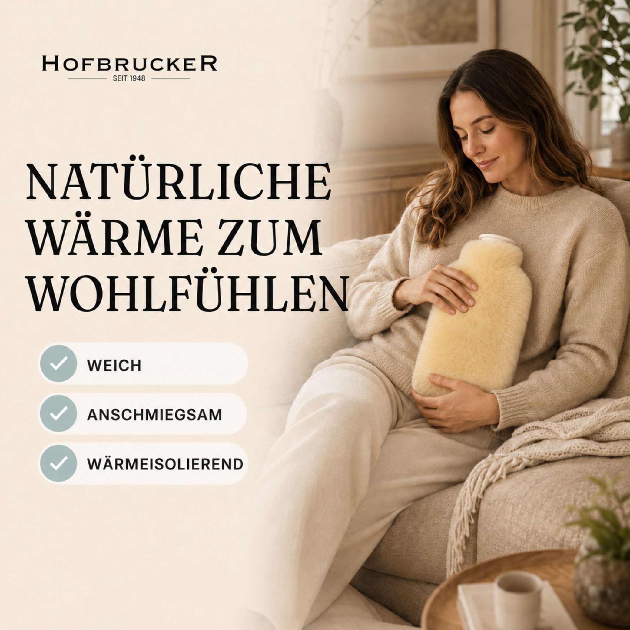 Hofbrucker seit 1948 Wärmflasche fashy Wärmflasche mit Fellbezug medizinisch gegerbt