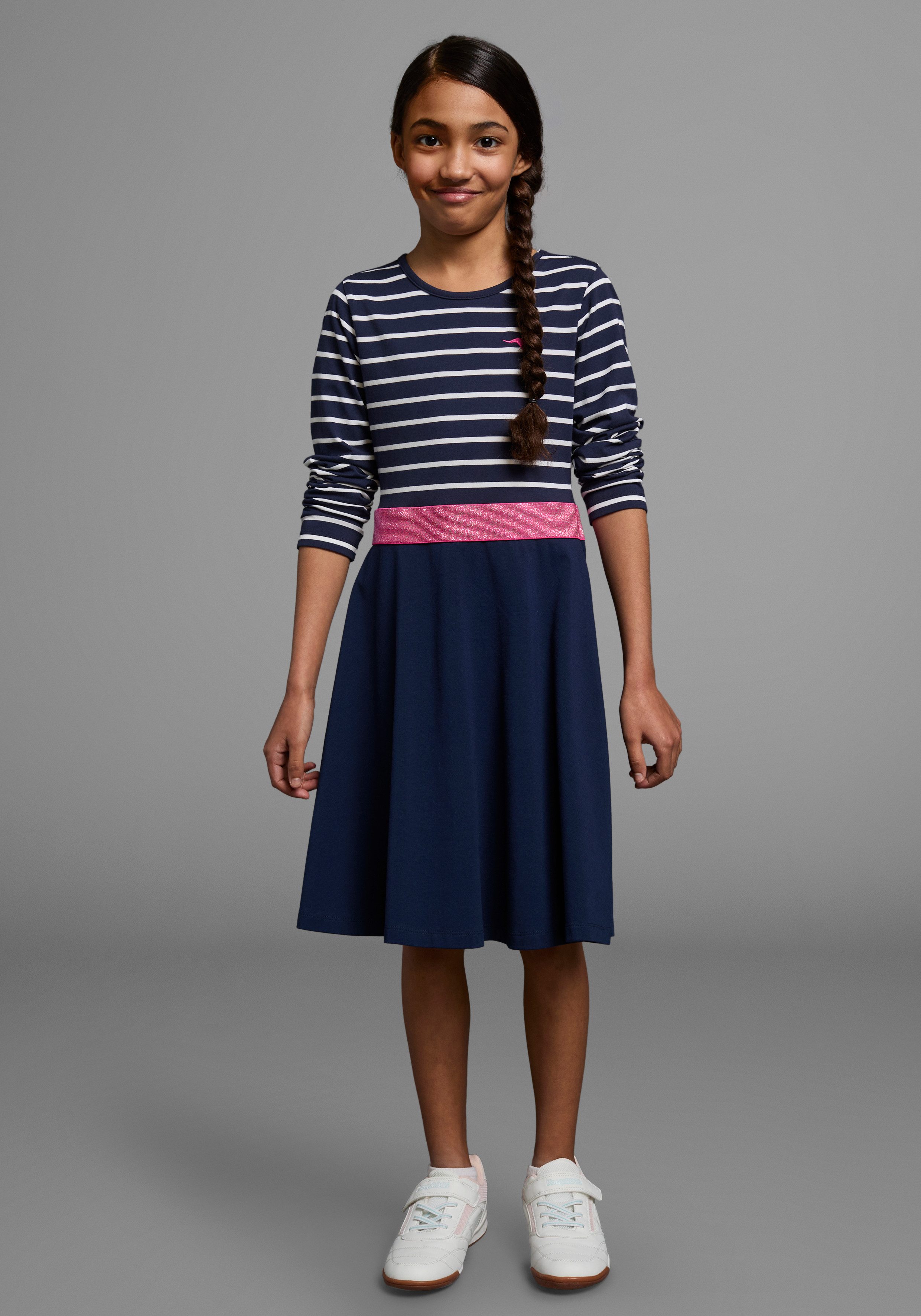 Jerseykleid Kleid mit Glitzergürtel