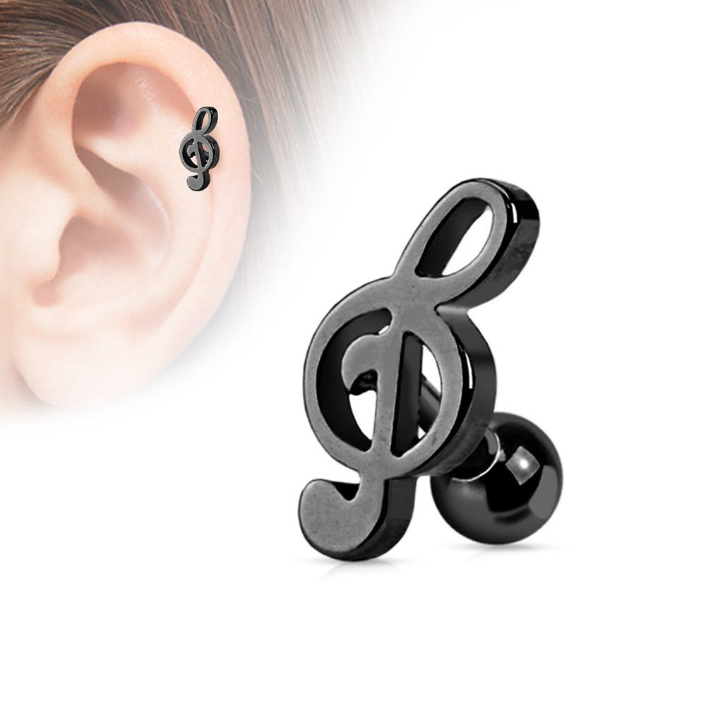 Order & Smile Schmuck Piercing-Set Helix & Tragus Ohr Piercing „Notenschlüssel“