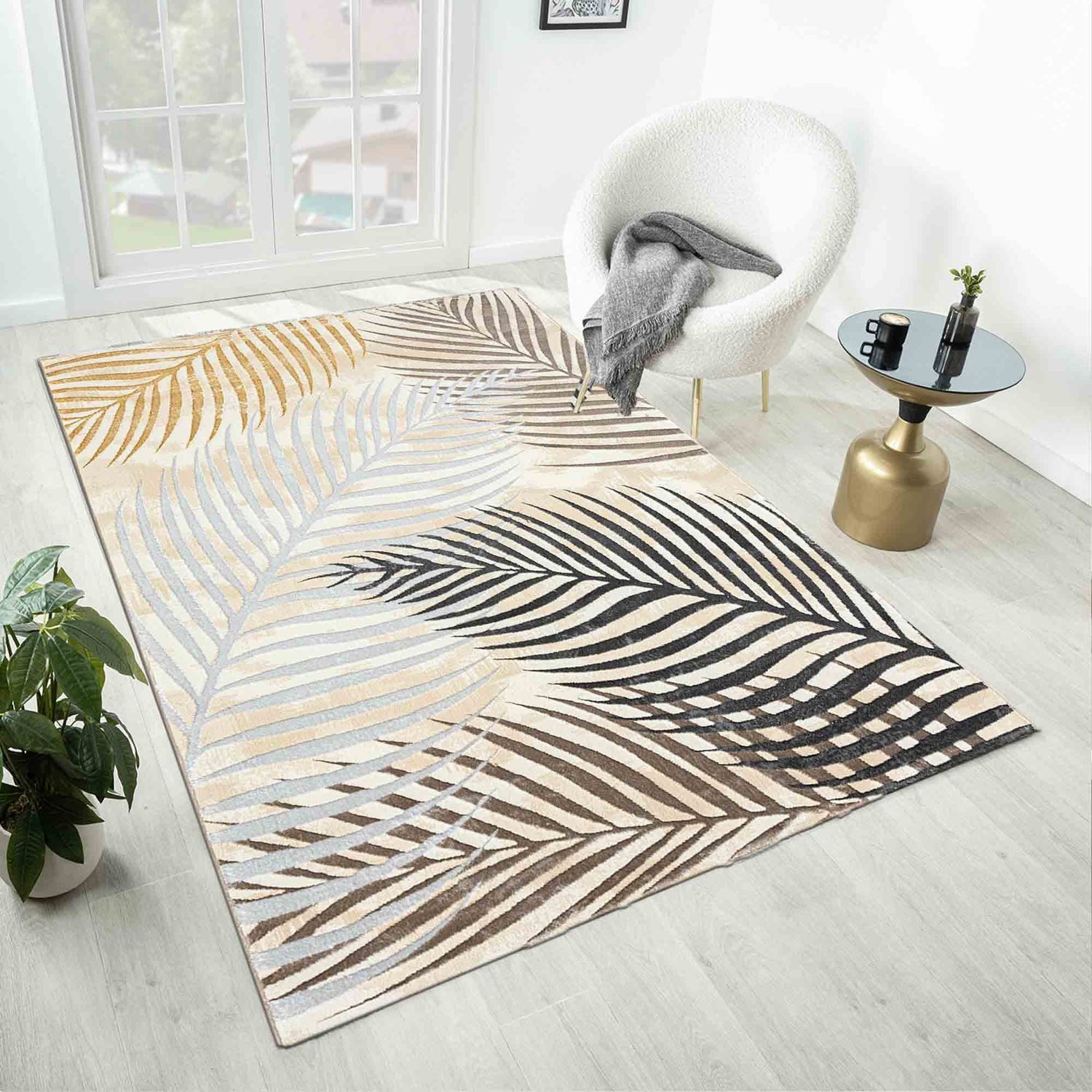 Vimoda Teppich Teppichwohnzimmer Kurzflor Palmen Muster, günstig online kaufen