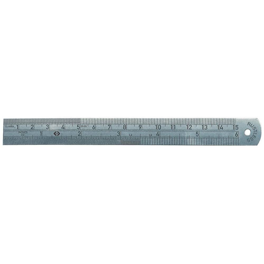 C.K Maßband Stahllineal mm /″ metrisch 150