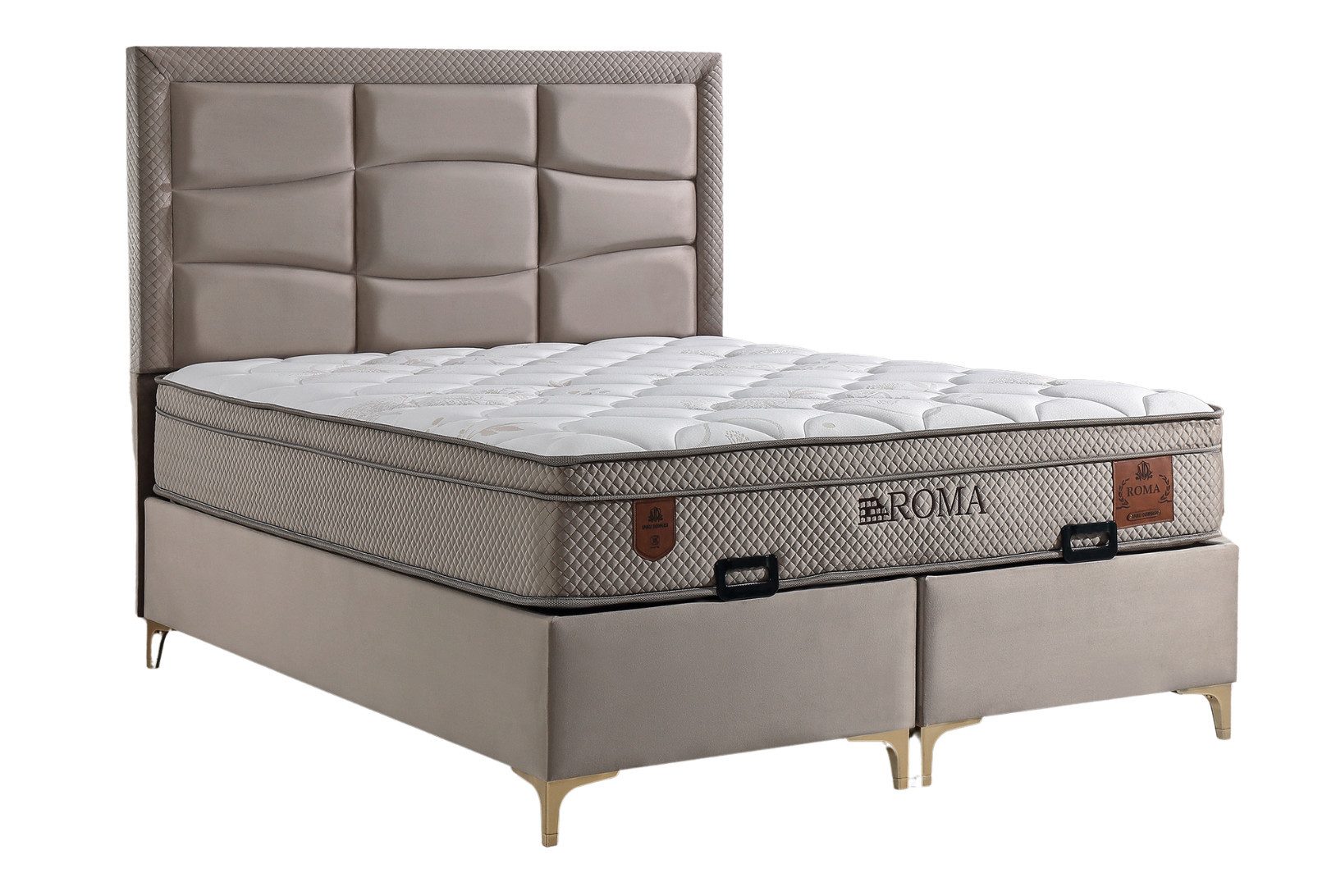 Villa Möbel Boxspringbett Roma (Bett Set), XXL-Bettkasten mit Gasdruckfedern  mühelos & geräumig