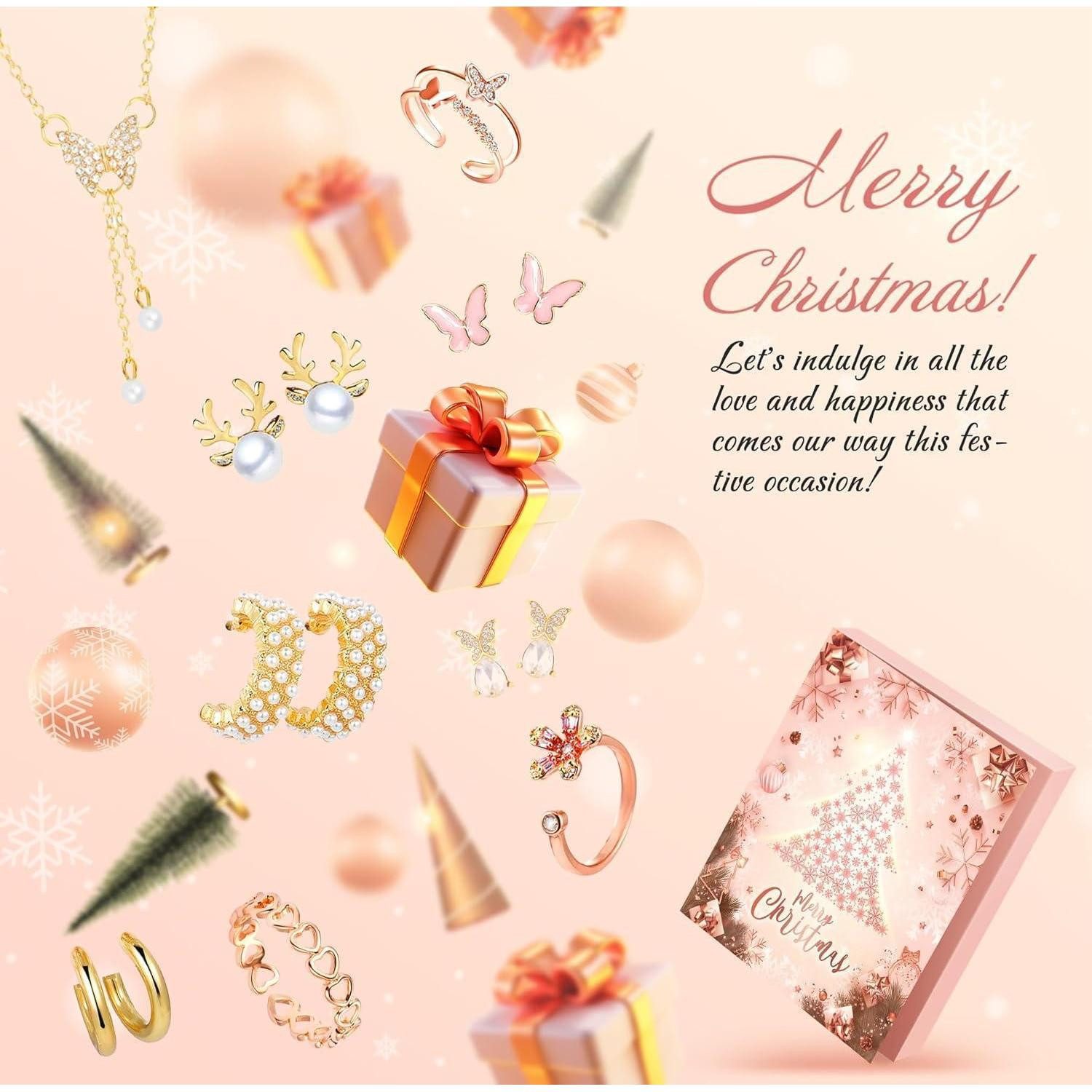LuxusKollektion Schmuck-Adventskalender Adventskalender Schmuck 2025 24 Überraschungen Roségold Frauen Mädchen