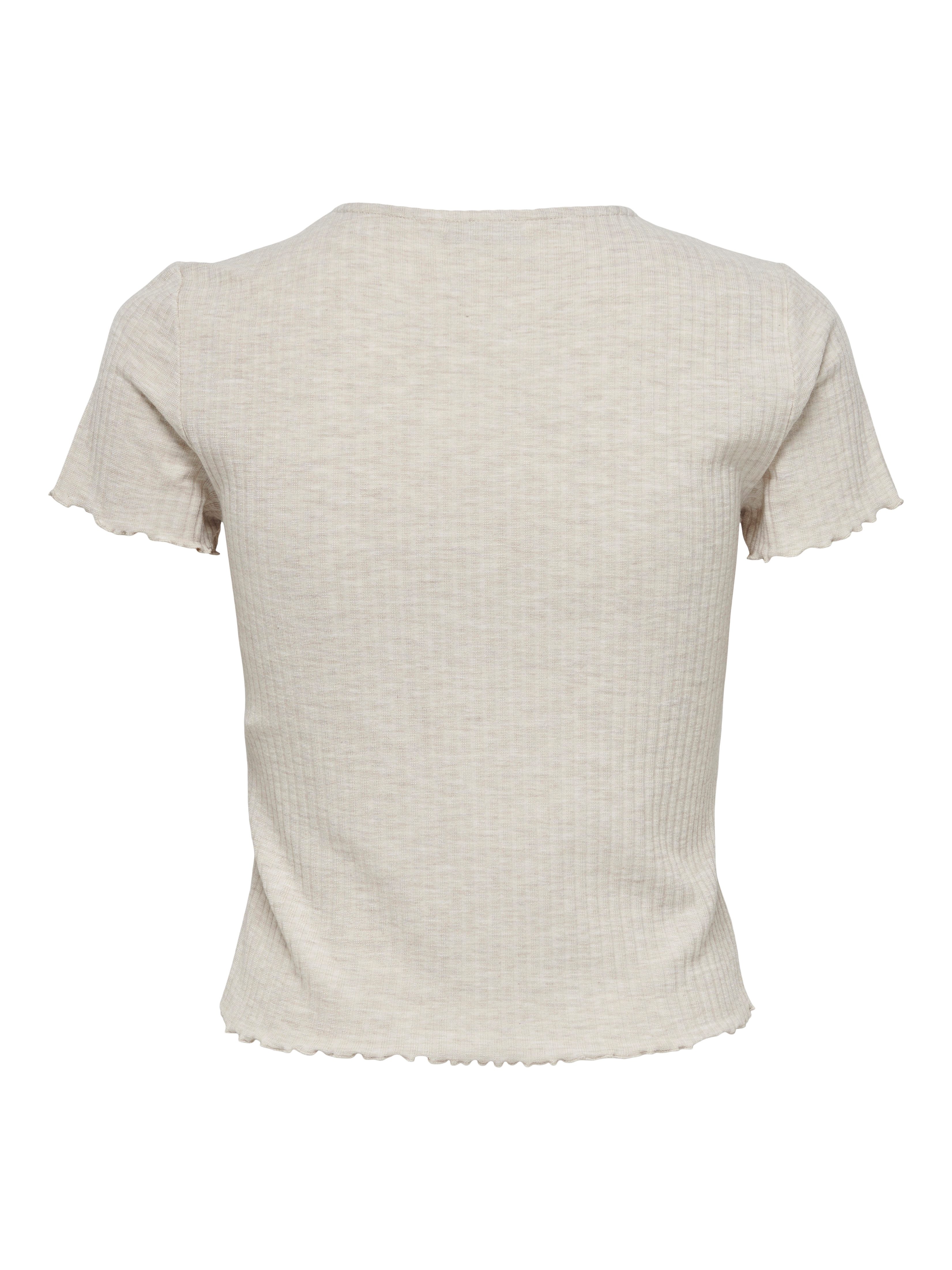 ONLY Rundhalsshirt ONLEMMA S/S SHORT TOP NOOS JRS Rundhals, modisch, regular fit, gewellter Abschluss, unifarben