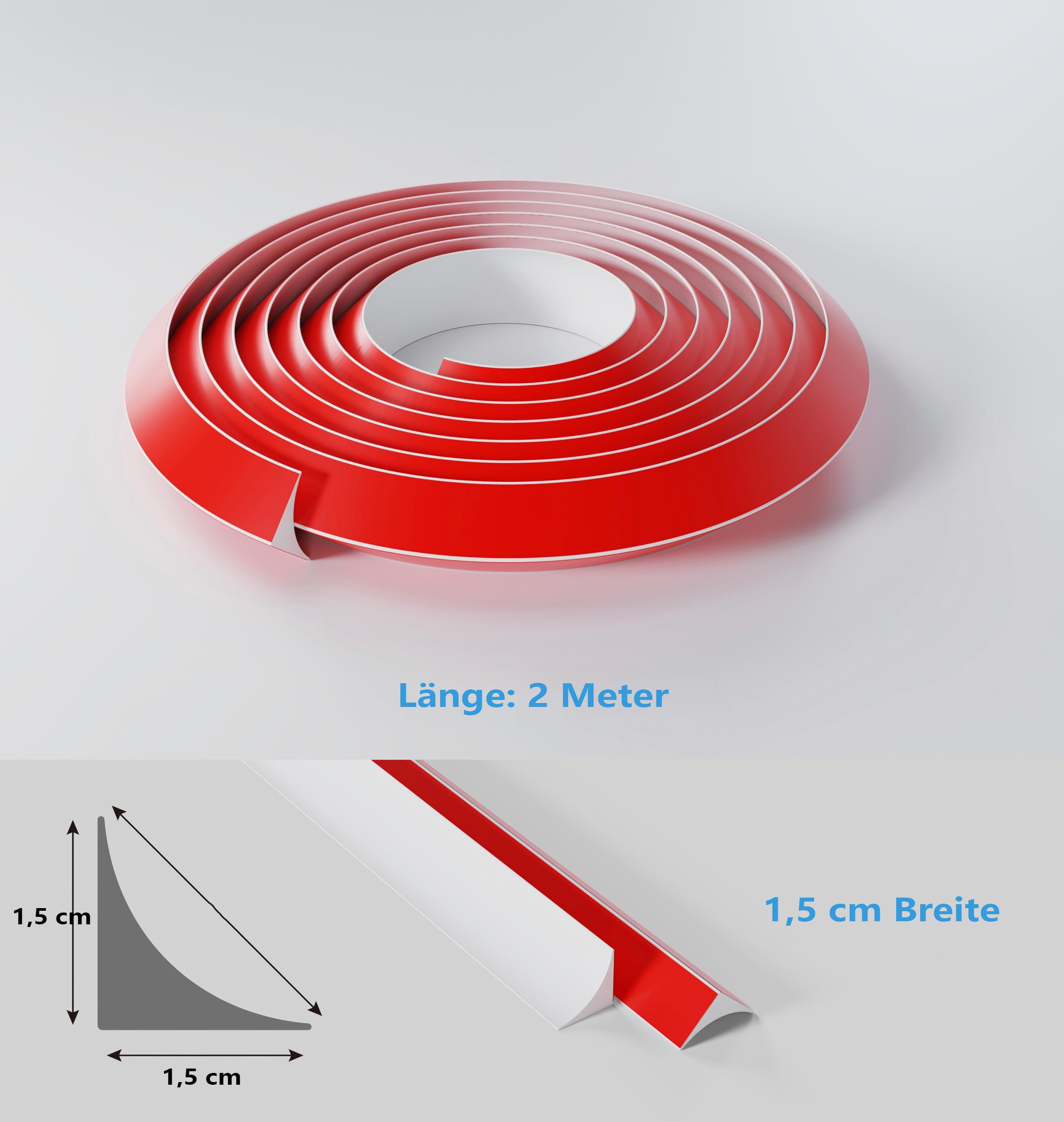 Agger Abschlussleiste Dusche Schwallschutzleiste Selbstklebend Schwallschutz Wasserstop, Badewanne Dichtung Viertelstab Flexible für Küche,Bad,Fliesen(15x15mm)