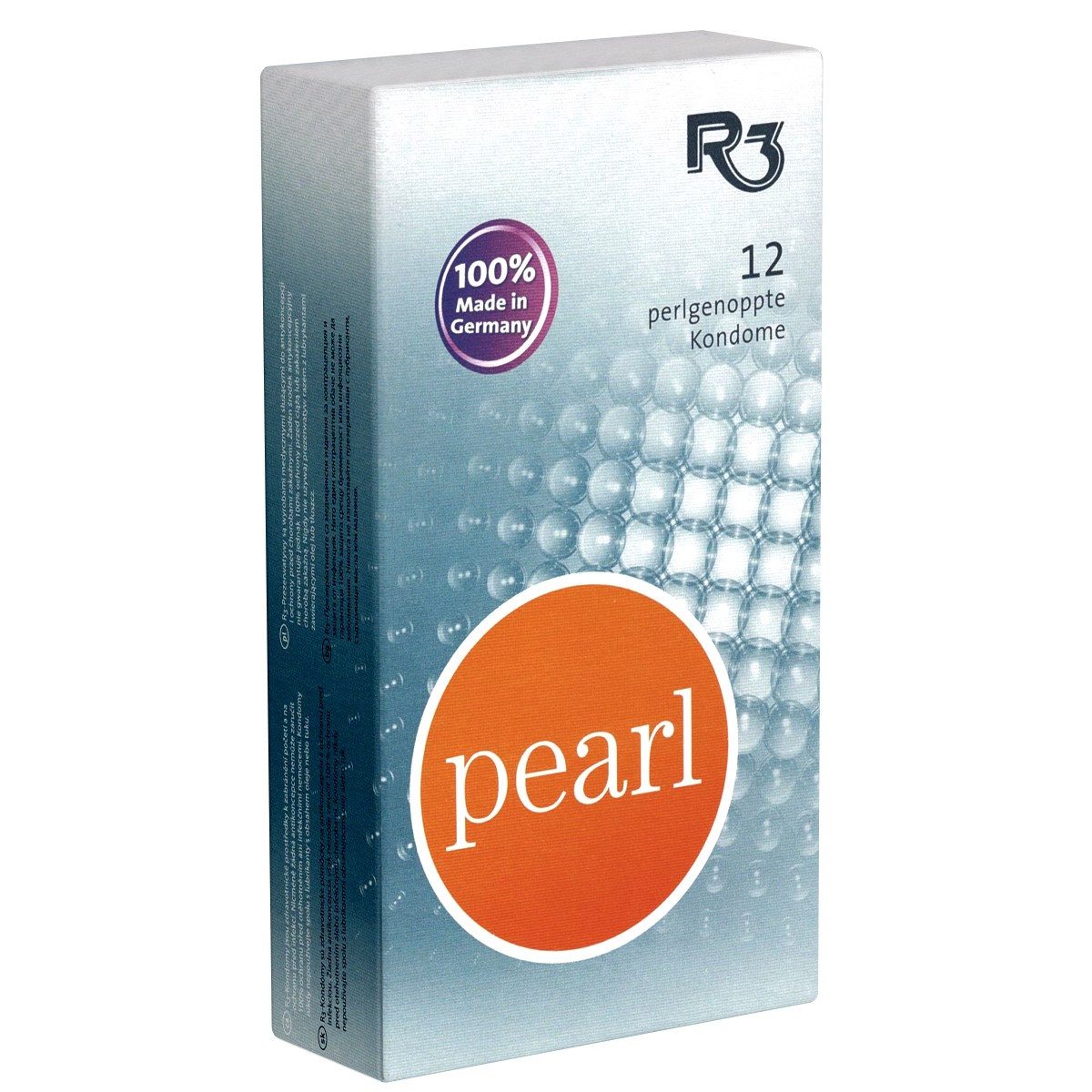 R3 Kondome Pearl Packung mit, 12 St., perlgenoppt, extra dick, stimulierend, Anal geeignet