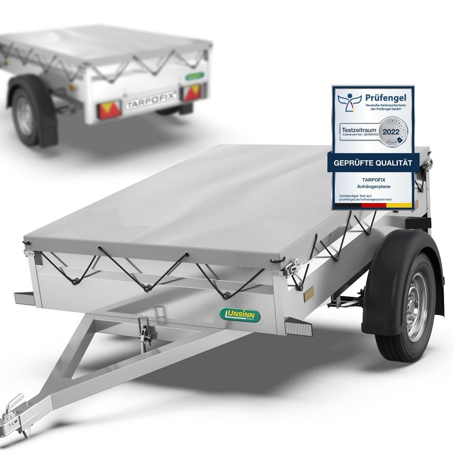 Tarpofix® Schutzplane Tarpofix Anhängerplane 217x117 cm – wasserdicht & UV-beständig, PVC Anhängerplane Grau, 217x117 cm