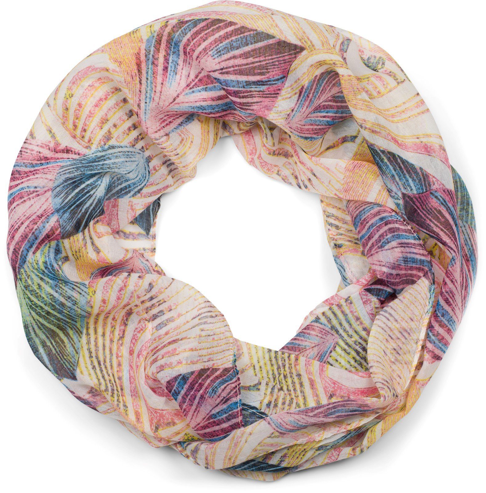 styleBREAKER Loop Loop Schal buntem Blätter Muster, (1-St) günstig online kaufen