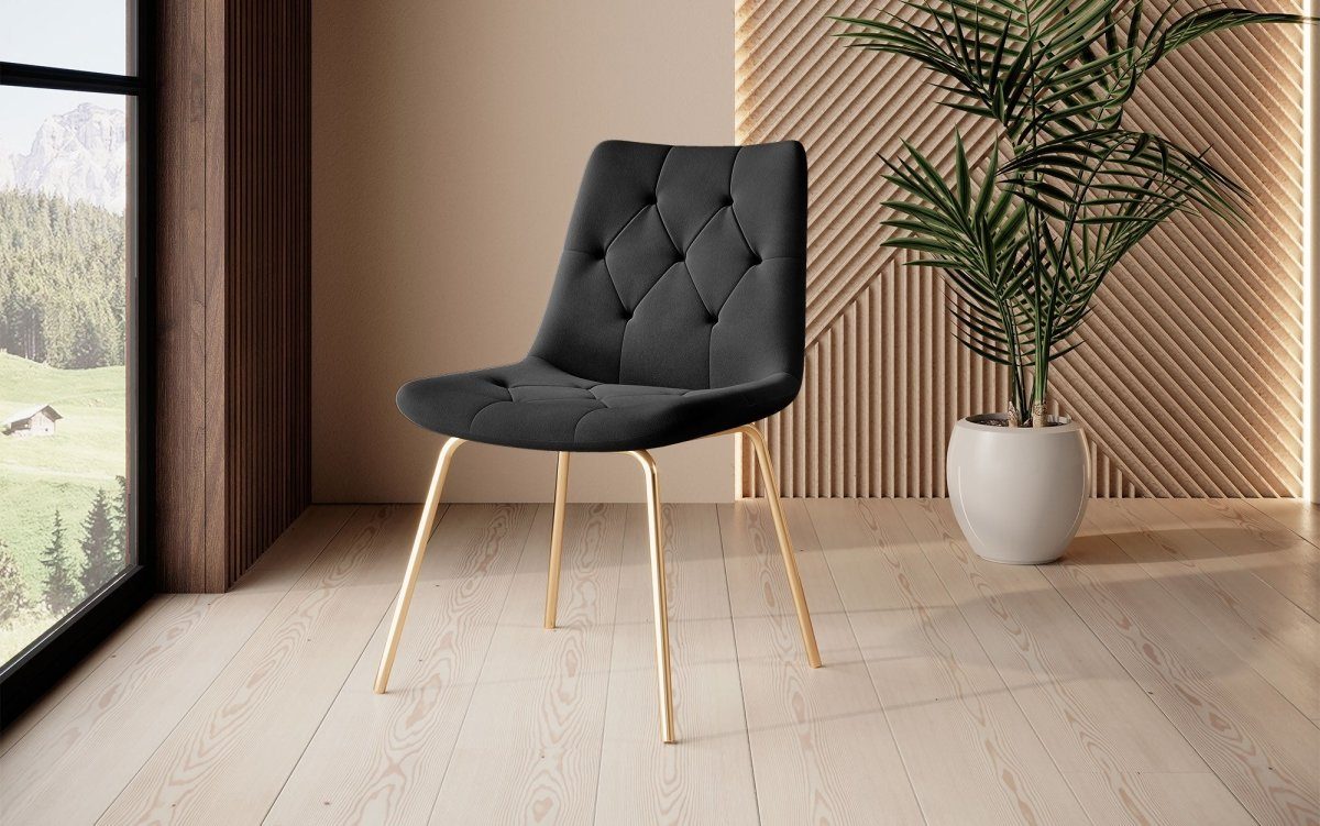 Baidani Luxusbetten24 Stuhl Designer Stuhl Black Gestellen Sitzschalen Portofino, mit verschiedenen