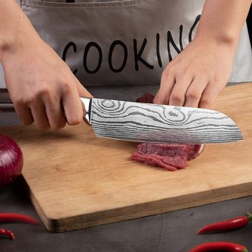 Coisini Santokumesser 7 Zoll Japanisch Sushimesser Kochmesser