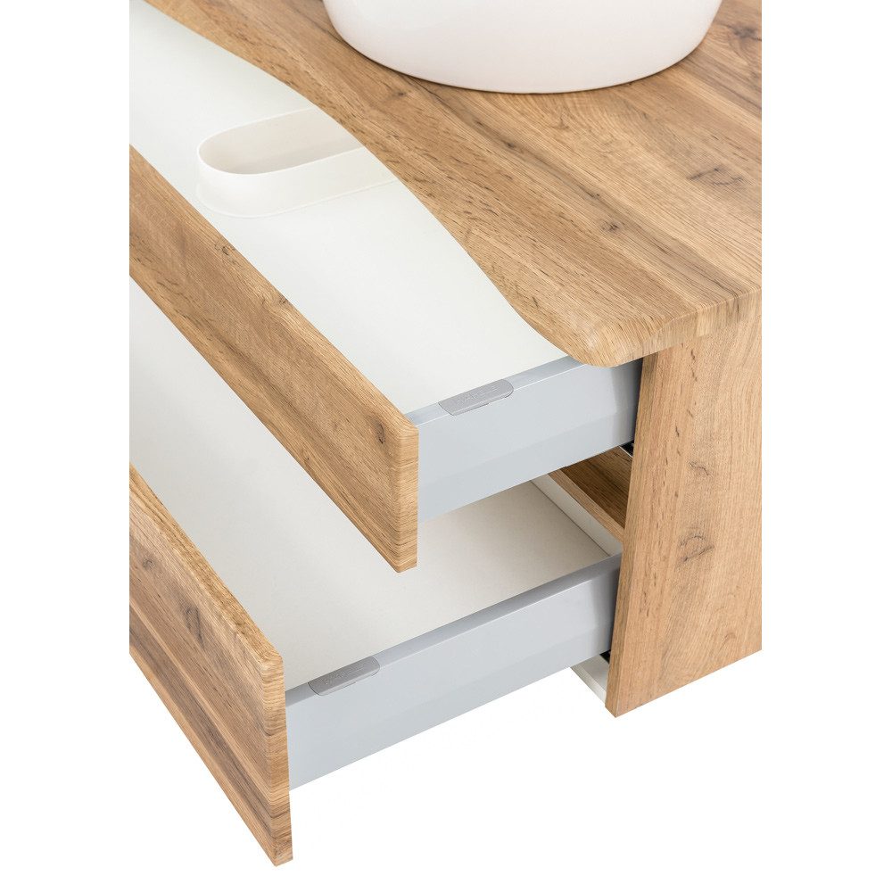 Lomadox VIDAGO-03 washbasin, Wotan oak finish with live edge look top, 101/55/52 cm