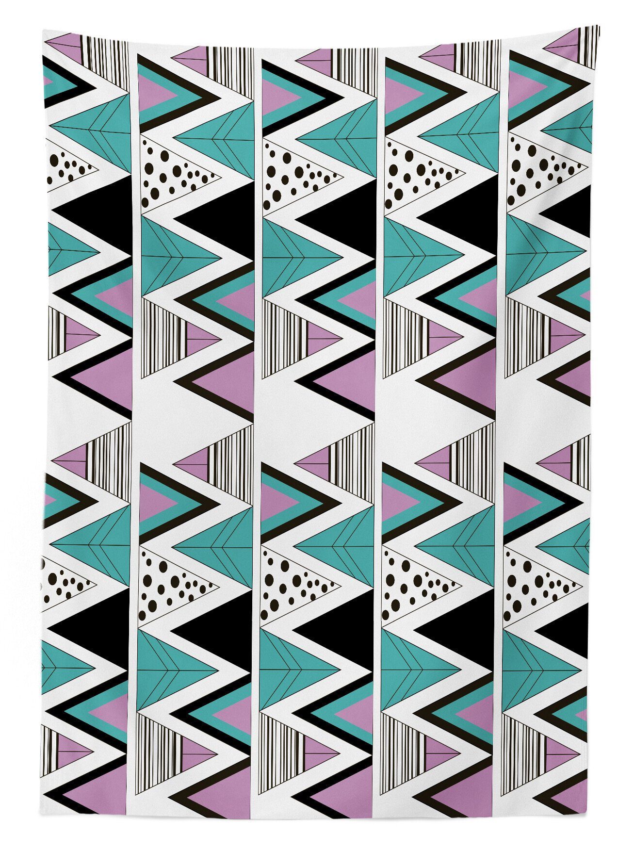 Abakuhaus Tischdecke Farbfest Bereich Waschbar Klare Zigzag den Außen Geometrisch Farben, 80er geeignet Für Memphis