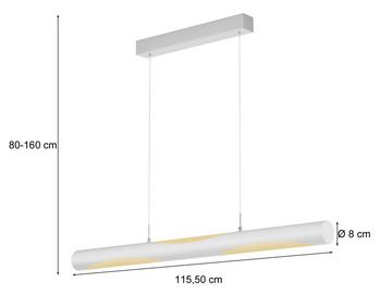 TRIO Leuchten LED Pendelleuchte, Dimmfunktion, LED fest integriert, Warmweiß bis Neutralweiß, Designer Lampe-n hängend, höhenverstellbar & dimmbar, 115cm, Weiß