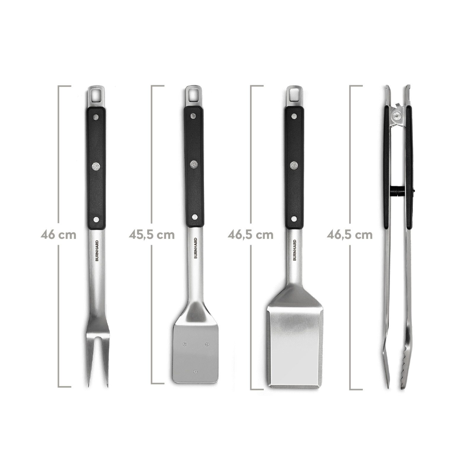 BURNHARD® Grillbesteck-Set Edelstahl Grillbesteck-Set 4-tlg., (4 tlg)