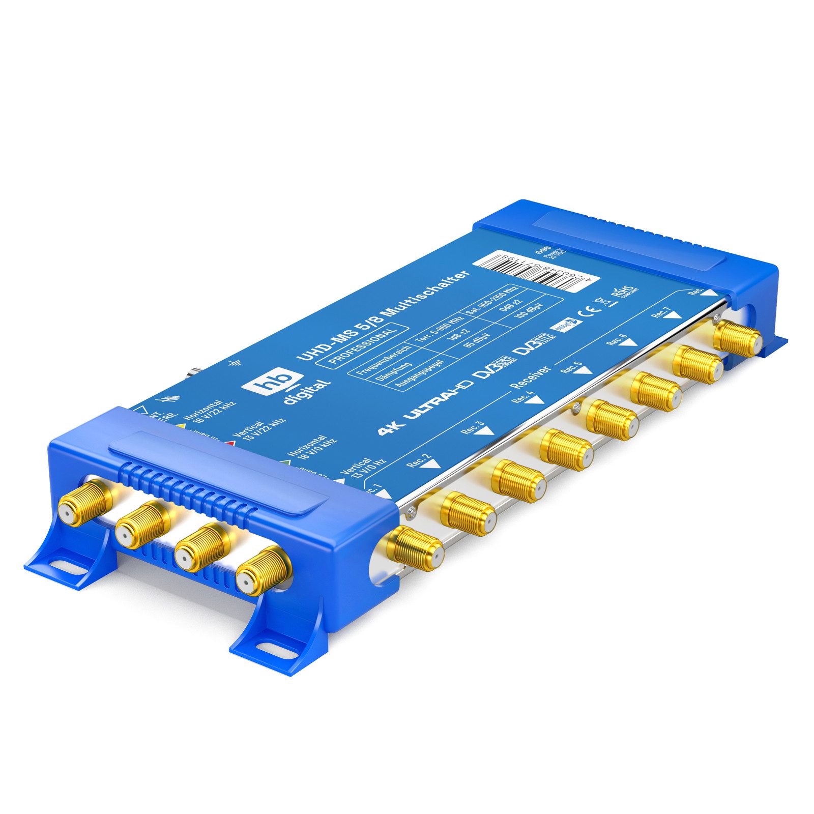 HB-DIGITAL SAT-Multischalter SAT Multischalter UHD-MS 5/8 bis zu 8 Teilnehmer, Der Multischalter SQMS 5/8 arbeitet ausschließlich mit Quattro LNB´s