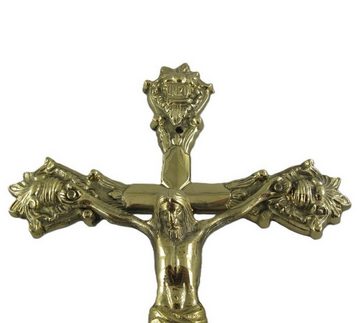 Linoows Dekoobjekt Kruzifix, Jesus am Kreuz, massives Messing Kreuz, Jesus Kreuz aus poliertem Messing