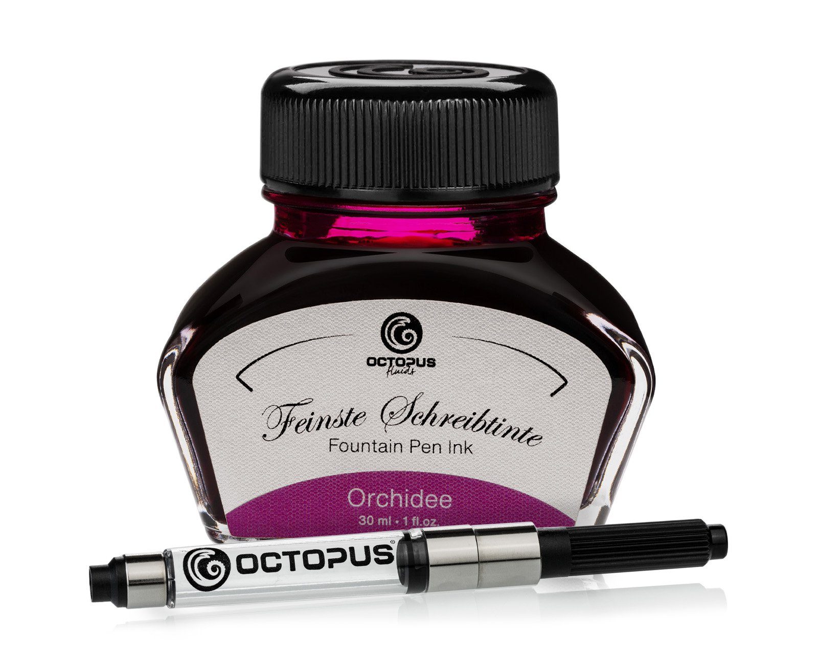 OCTOPUS Fluids Füllhaltertinte, Schreibtinte Orchidee 30ml mit Konverter Tintenglas (Set, 0-tlg)