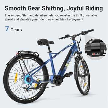 Eleglide E-Bike C1 Trekking Bike, 7 Gang Shimano Shimano Schaltwerk, Mittelmotor, Hydraulische Federung und Scheibenbremsen