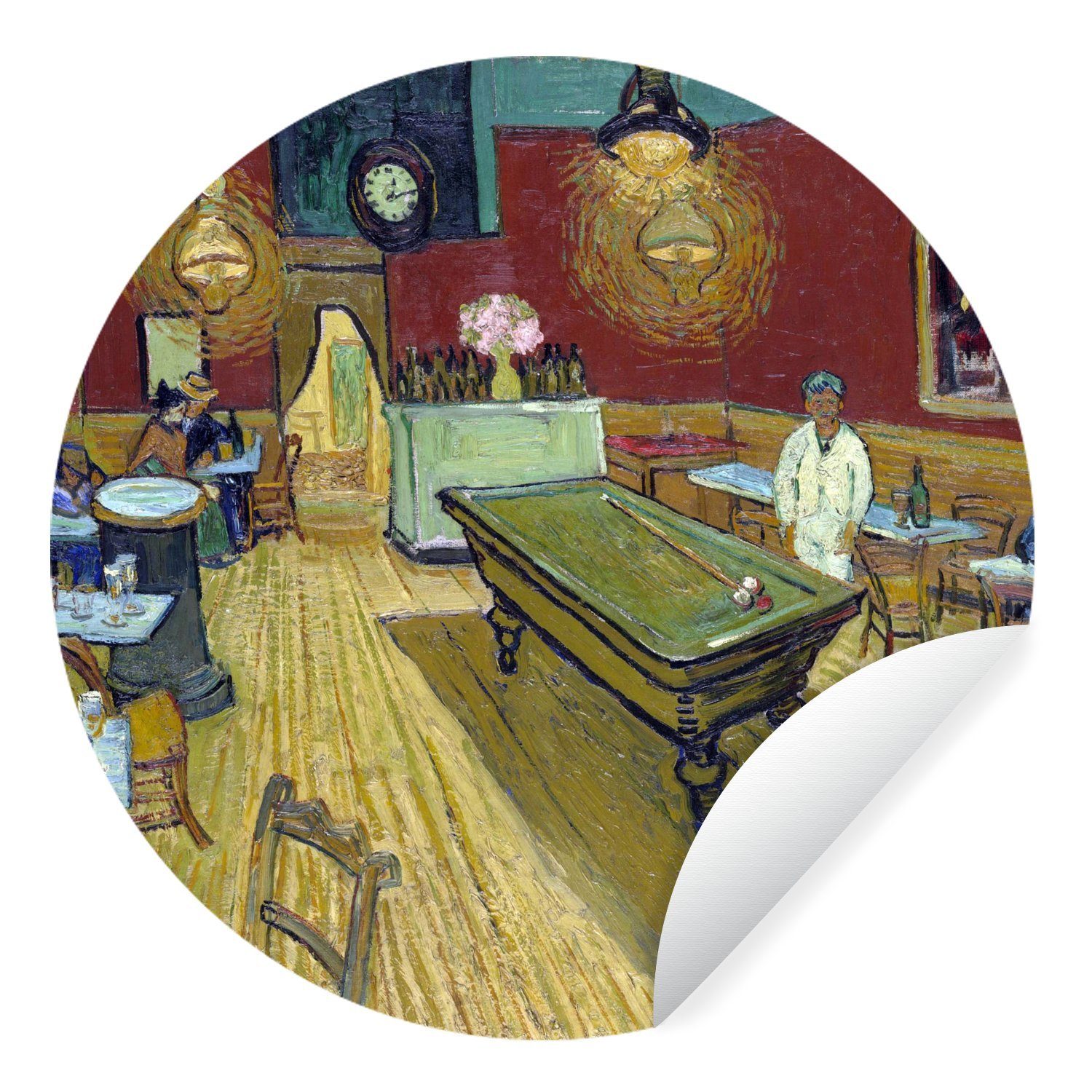 von Tapetenaufkleber, für Vincent Kinderzimmer, Rund, (1 Gemälde Wandsticker Gogh Tapetenkreis Nachtcafé van - St), Das MuchoWow Wohnzimmer