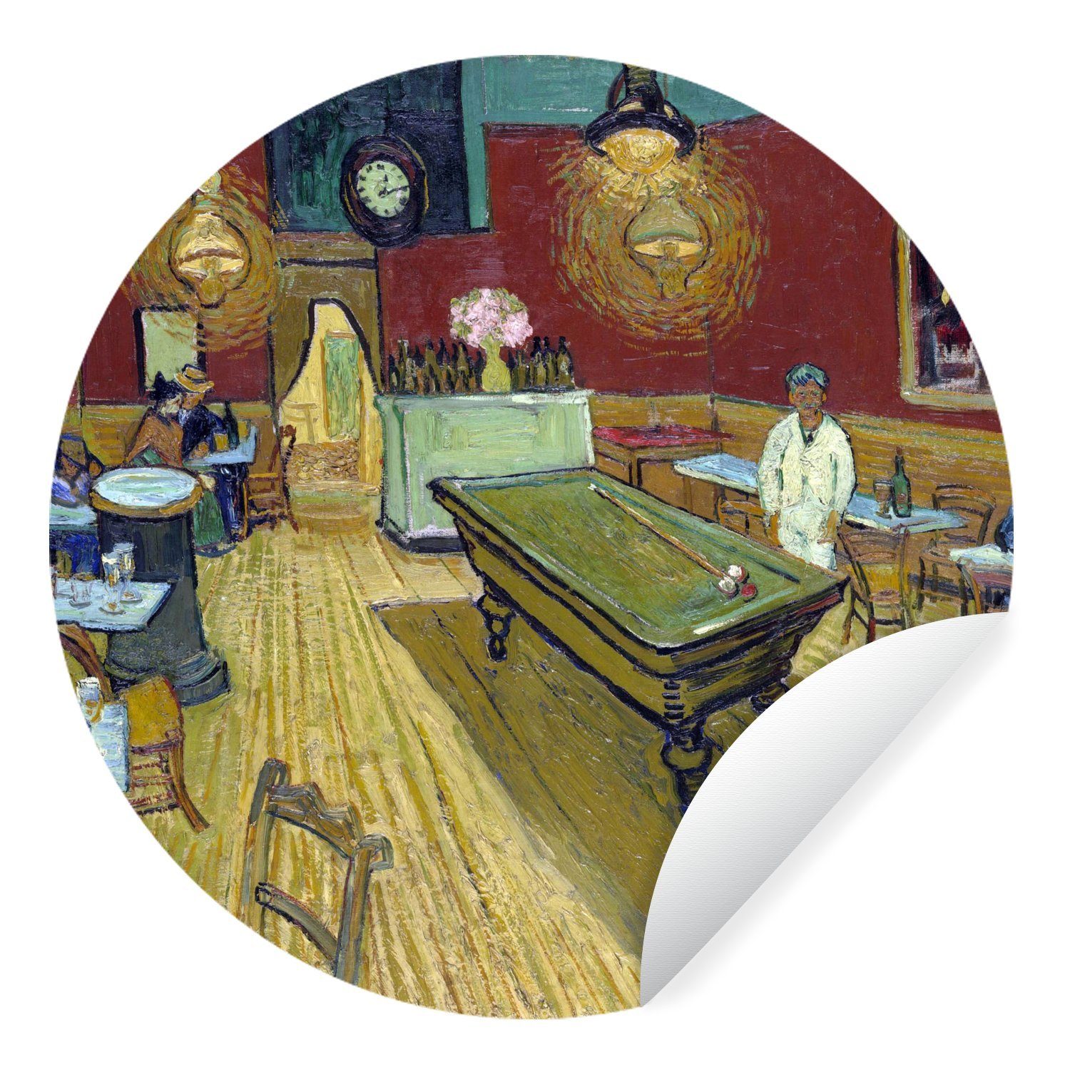 MuchoWow Wandsticker Das Nachtcafé - Gemälde von Vincent van Gogh (1 St), Tapetenkreis für Kinderzimmer, Tapetenaufkleber, Rund, Wohnzimmer