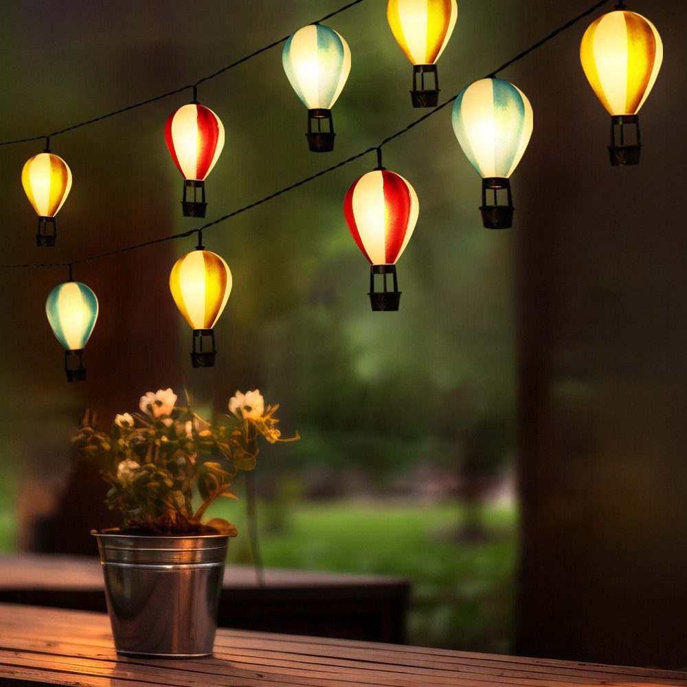 GLOBO LIGHTING LED Solarleuchte, LED-Leuchtmittel fest verbaut, Warmweiß, Solarleuchte LED Lichterkette Heißluftballons Außenleuchte